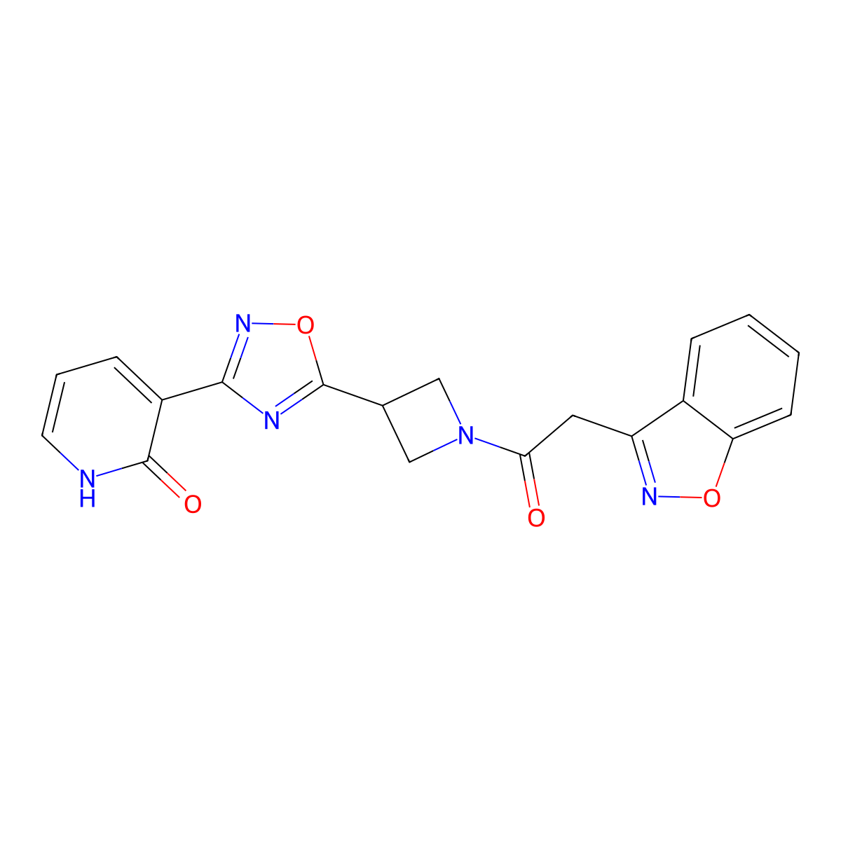 3-(5-(1-(2-(benzo[d]isoxazol-3-yl)acetyl)azetidin-3-yl)-1,2,4-oxadiazol-3-yl)pyridin-2(1H)-one molecular structure, CAS 1396792-70-3