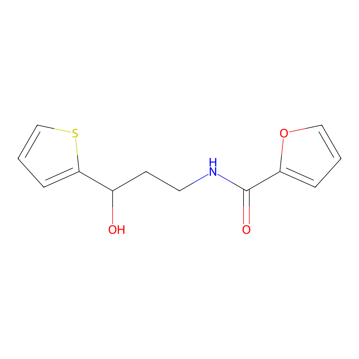 N-(3-hydroxy-3-(thiophen-2-yl)propyl)furan-2-carboxamide molecular structure, CAS 1396792-71-4