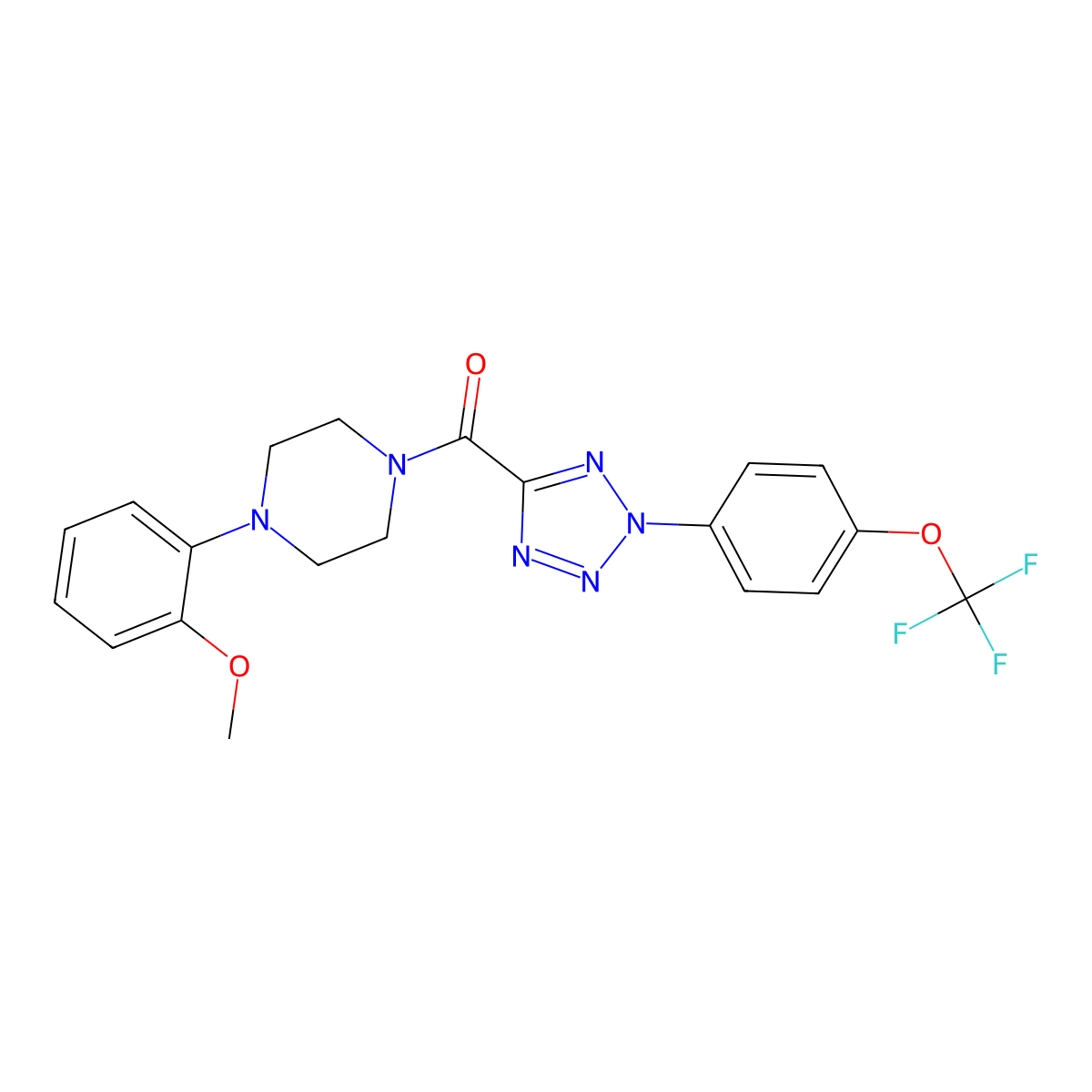 (4-(2-methoxyphenyl)piperazin-1-yl)(2-(4-(trifluoromethoxy)phenyl)-2H-tetrazol-5-yl)methanone molecular structure, CAS 1396792-76-9