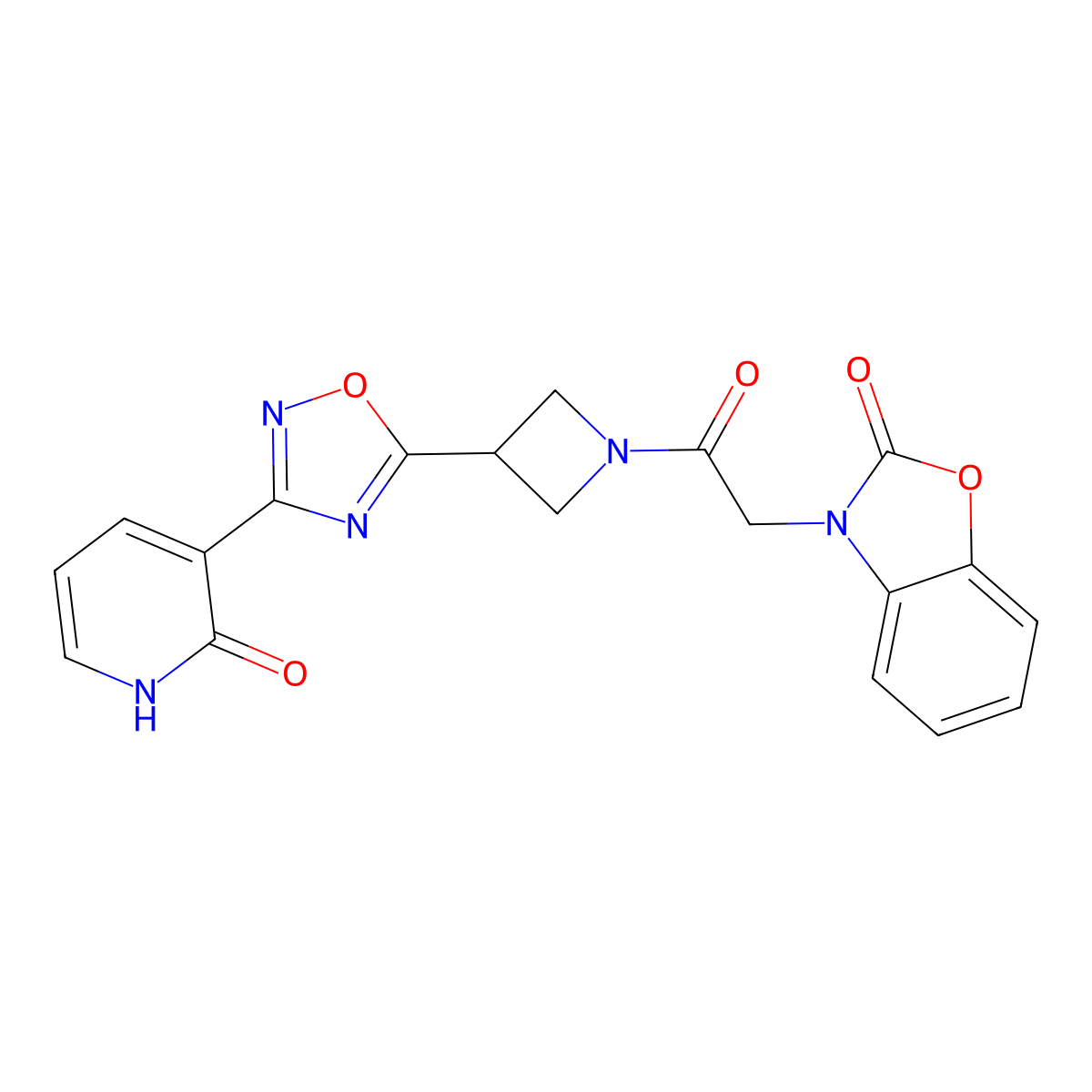 3-(2-oxo-2-(3-(3-(2-oxo-1,2-dihydropyridin-3-yl)-1,2,4-oxadiazol-5-yl)azetidin-1-yl)ethyl)benzo[d]oxazol-2(3H)-one molecular structure, CAS 1396792-77-0