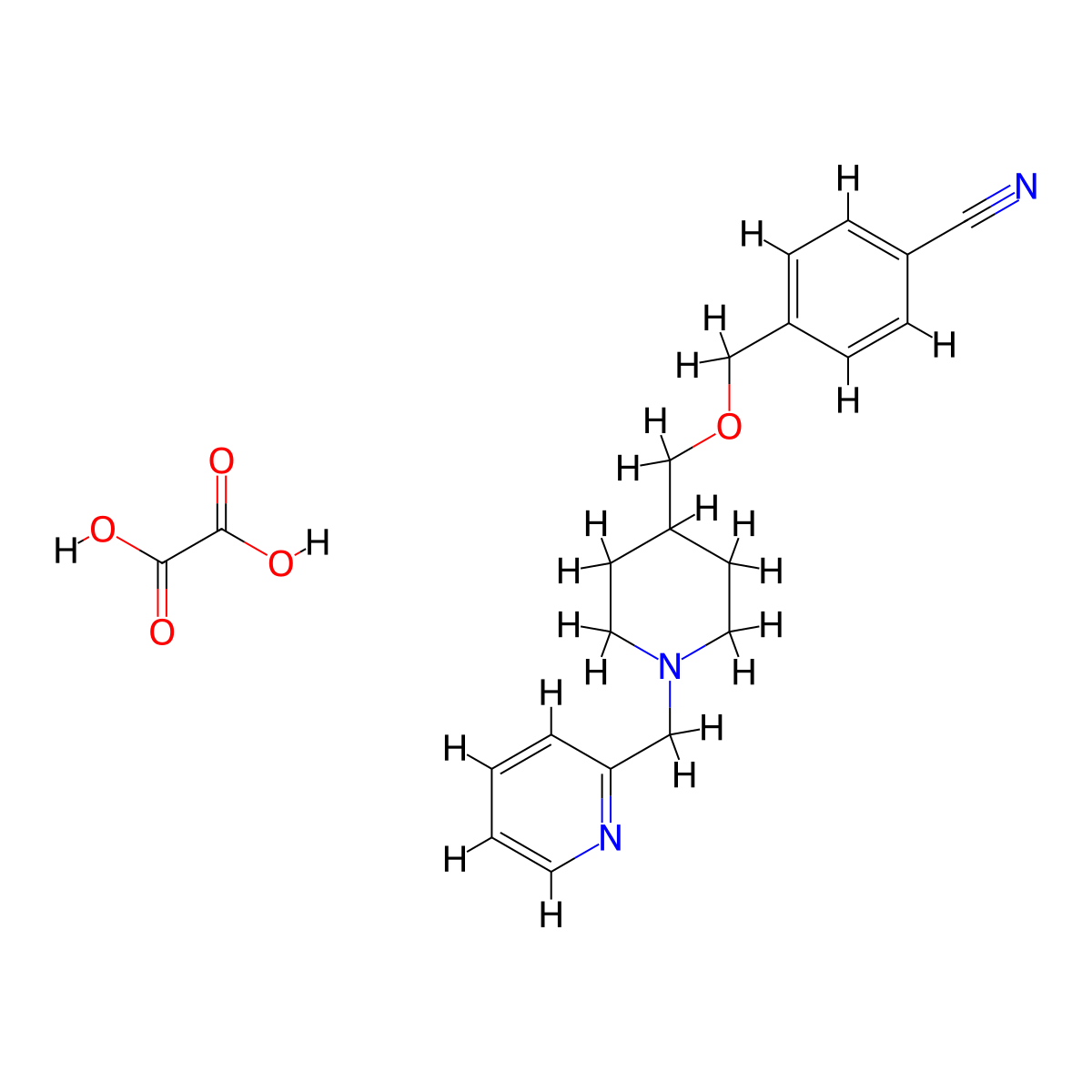 4-(((1-(Pyridin-2-ylmethyl)piperidin-4-yl)methoxy)methyl)benzonitrile oxalate molecular structure, CAS 1396792-80-5
