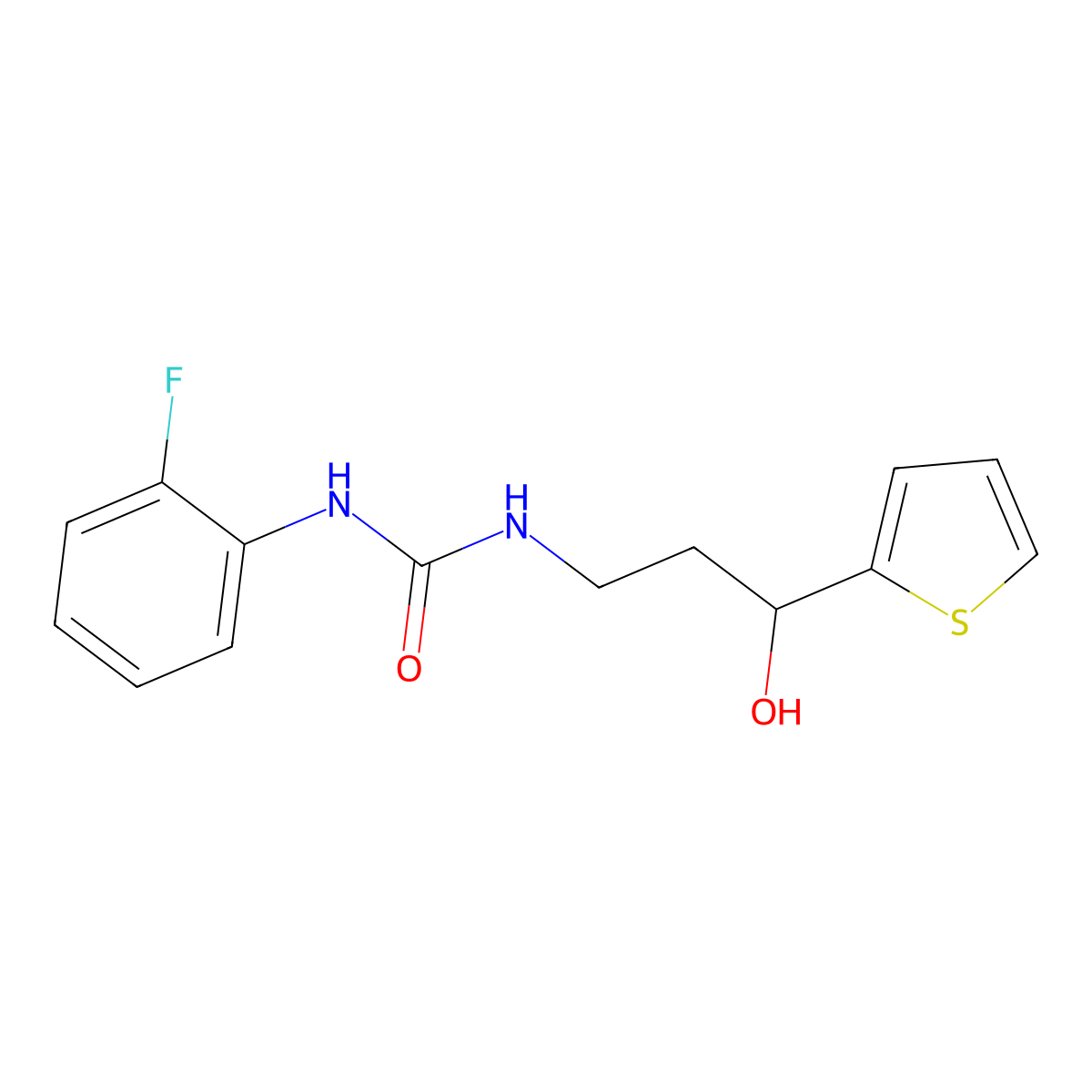 1-(2-Fluorophenyl)-3-(3-hydroxy-3-(thiophen-2-yl)propyl)urea molecular structure, CAS 1396792-81-6