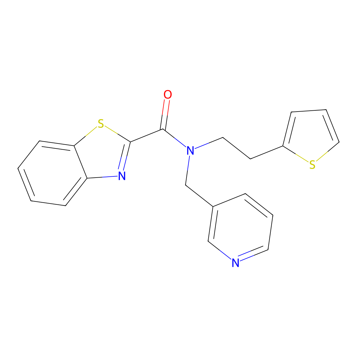 N-(pyridin-3-ylmethyl)-N-(2-(thiophen-2-yl)ethyl)benzo[d]thiazole-2-carboxamide molecular structure, CAS 1396792-85-0