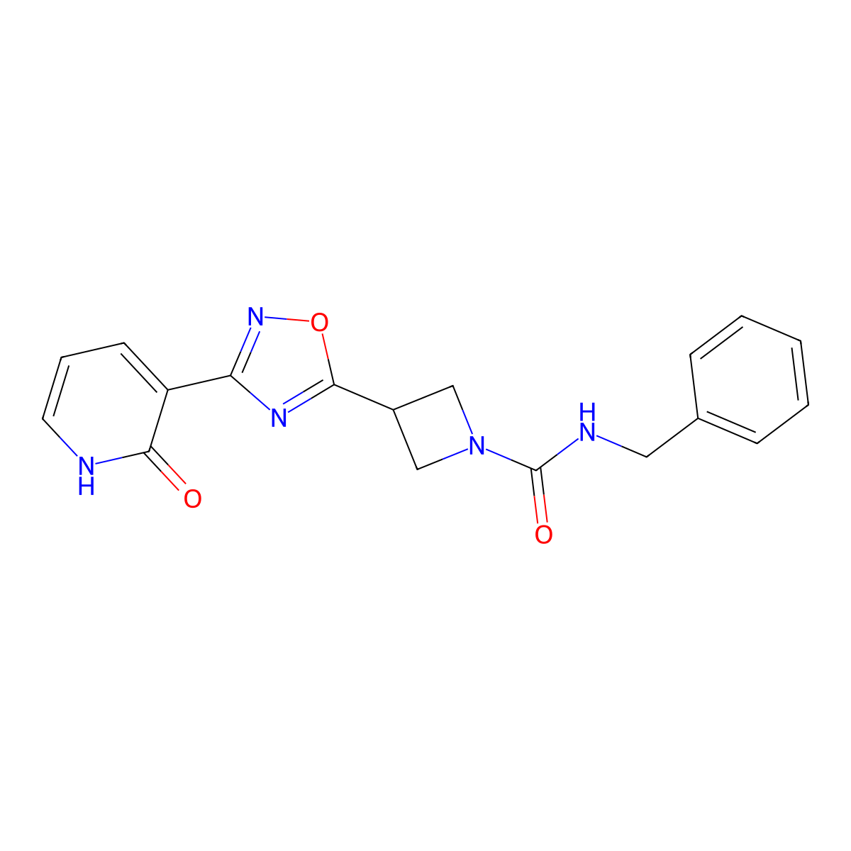 N-benzyl-3-[3-(2-oxo-1,2-dihydropyridin-3-yl)-1,2,4-oxadiazol-5-yl]azetidine-1-carboxamide molecular structure, CAS 1396792-87-2