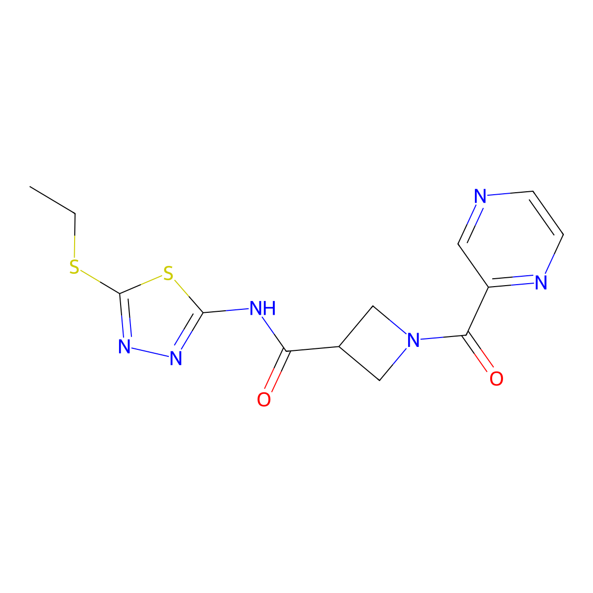 N-(5-(ethylthio)-1,3,4-thiadiazol-2-yl)-1-(pyrazine-2-carbonyl)azetidine-3-carboxamide molecular structure, CAS 1396792-90-7