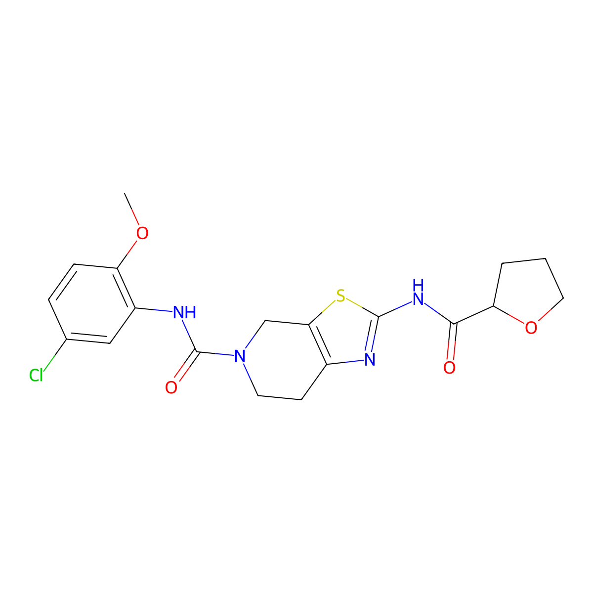 N-(5-chloro-2-methoxyphenyl)-2-(tetrahydrofuran-2-carboxamido)-6,7-dihydrothiazolo[5,4-c]pyridine-5(4H)-carboxamide molecular structure, CAS 1396792-91-8