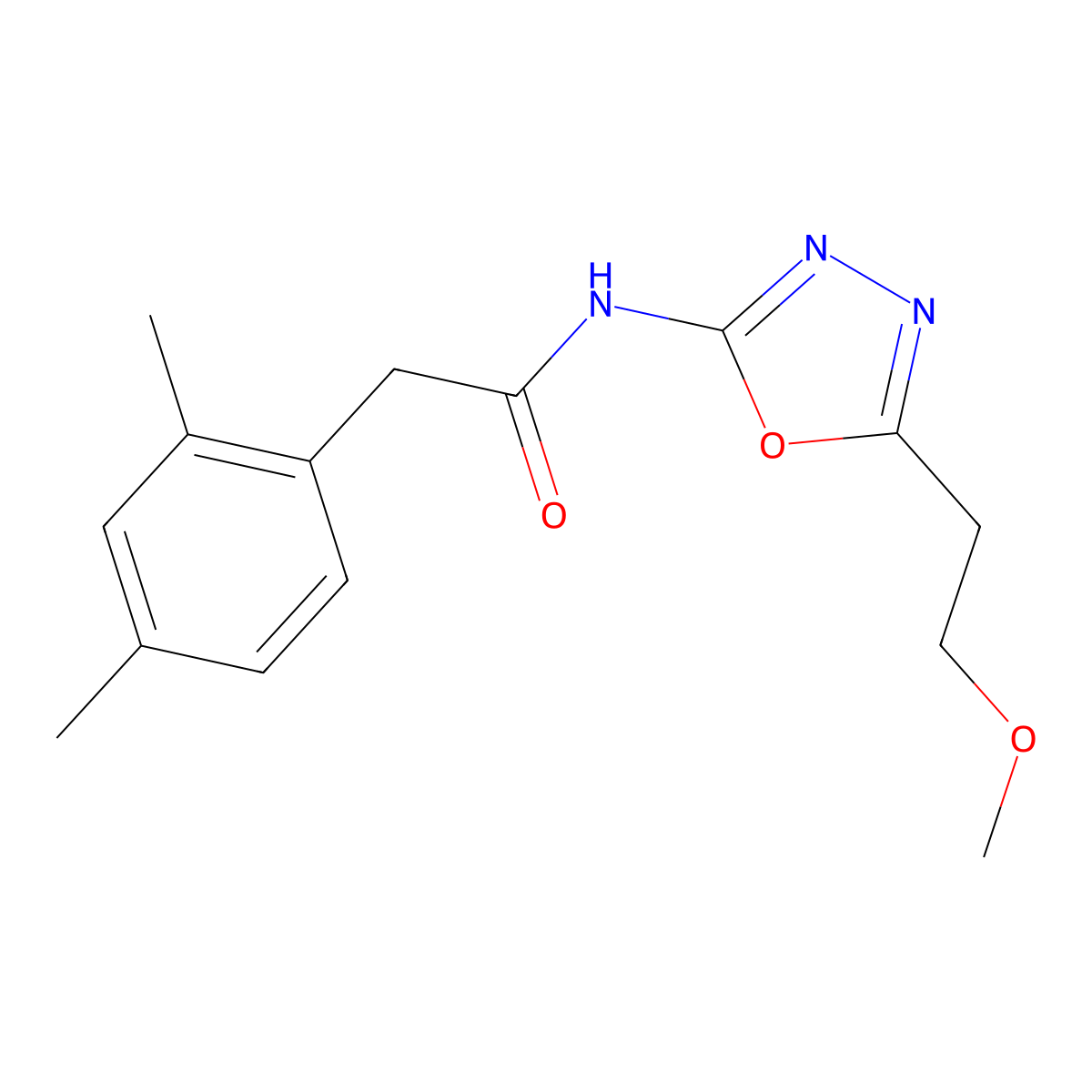 2-(2,4-dimethylphenyl)-N-[5-(2-methoxyethyl)-1,3,4-oxadiazol-2-yl]acetamide molecular structure, CAS 1396792-93-0