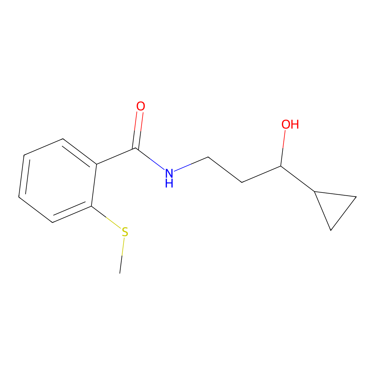 N-(3-cyclopropyl-3-hydroxypropyl)-2-(methylthio)benzamide molecular structure, CAS 1396792-94-1