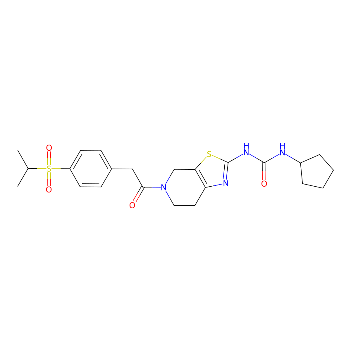 1-Cyclopentyl-3-(5-(2-(4-(isopropylsulfonyl)phenyl)acetyl)-4,5,6,7-tetrahydrothiazolo[5,4-c]pyridin-2-yl)urea molecular structure, CAS 1396792-96-3