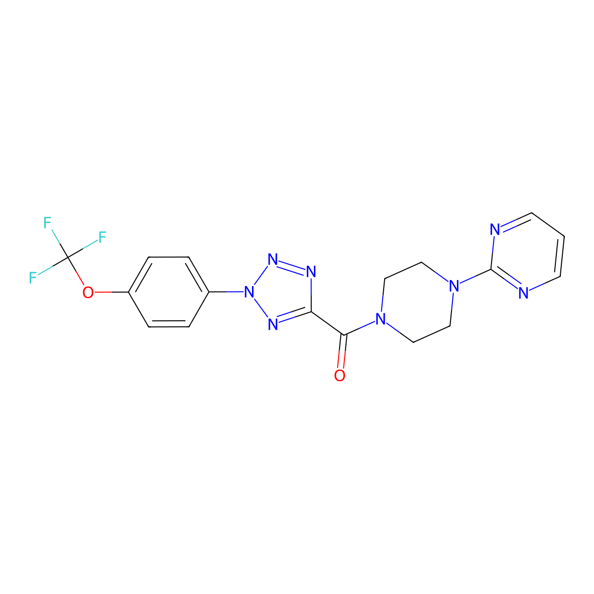 (4-(pyrimidin-2-yl)piperazin-1-yl)(2-(4-(trifluoromethoxy)phenyl)-2H-tetrazol-5-yl)methanone molecular structure, CAS 1396792-97-4