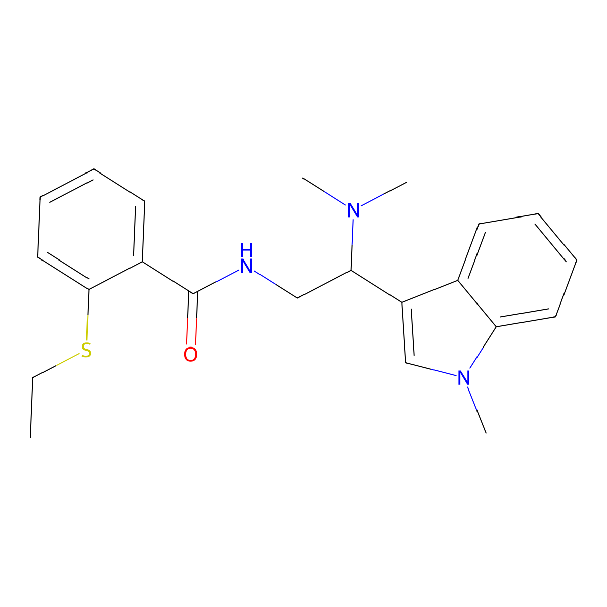 N-[2-(dimethylamino)-2-(1-methyl-1H-indol-3-yl)ethyl]-2-(ethylsulfanyl)benzamide molecular structure, CAS 1396792-99-6
