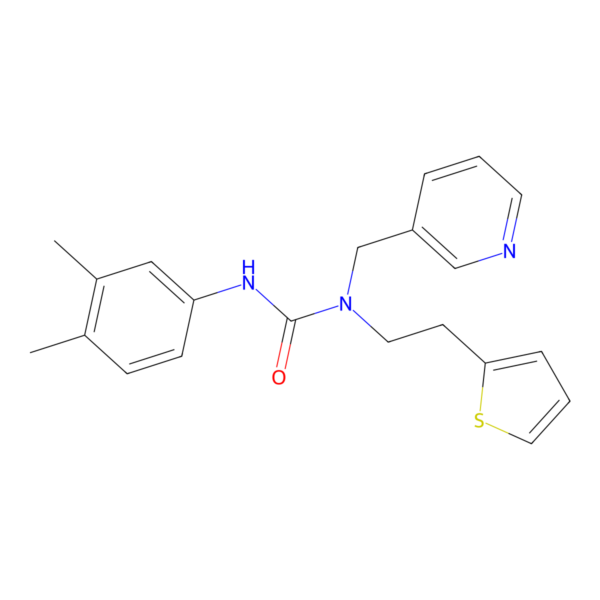 3-(3,4-Dimethylphenyl)-1-(pyridin-3-ylmethyl)-1-(2-(thiophen-2-yl)ethyl)urea molecular structure, CAS 1396793-02-4