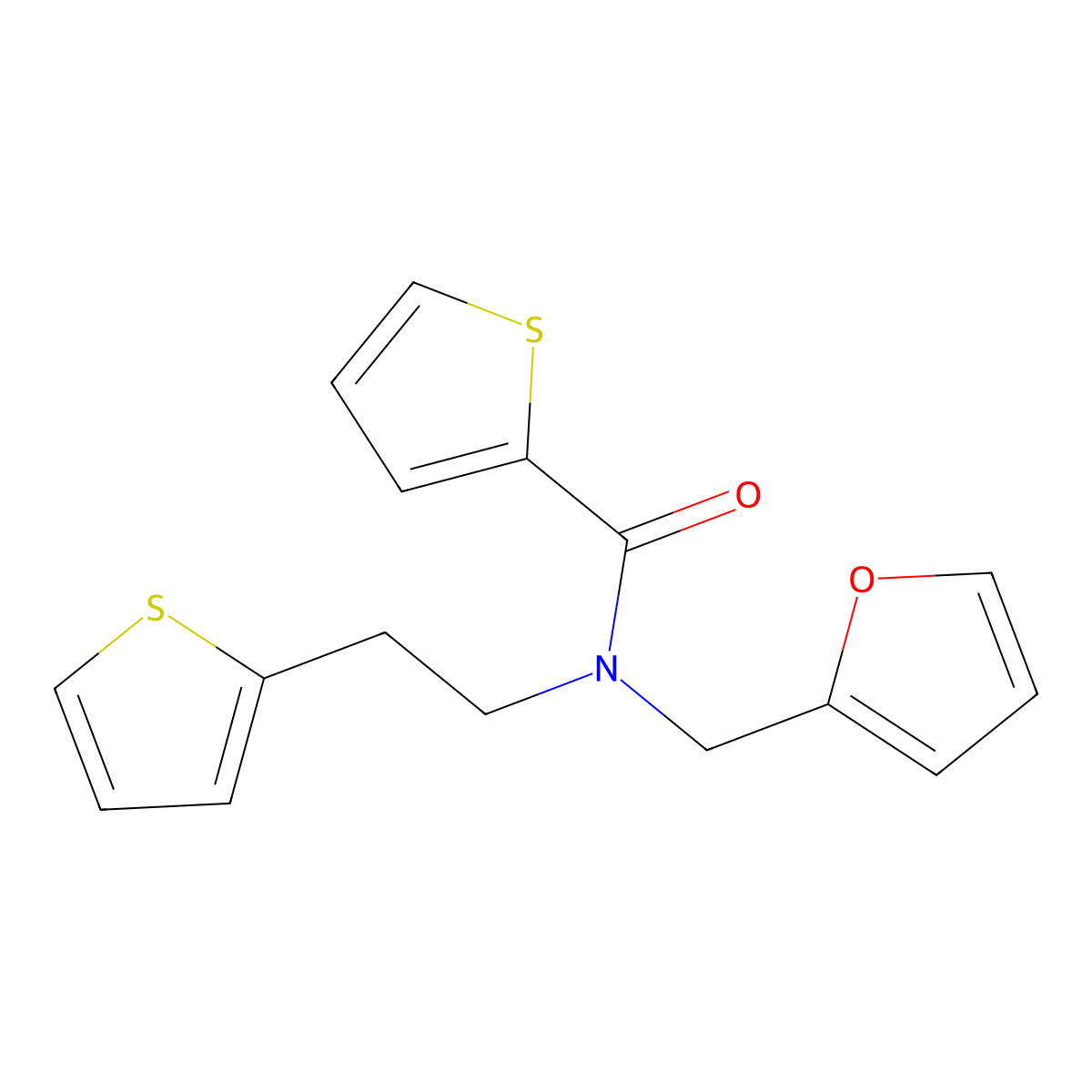 N-(furan-2-ylmethyl)-N-(2-(thiophen-2-yl)ethyl)thiophene-2-carboxamide molecular structure, CAS 1396793-11-5