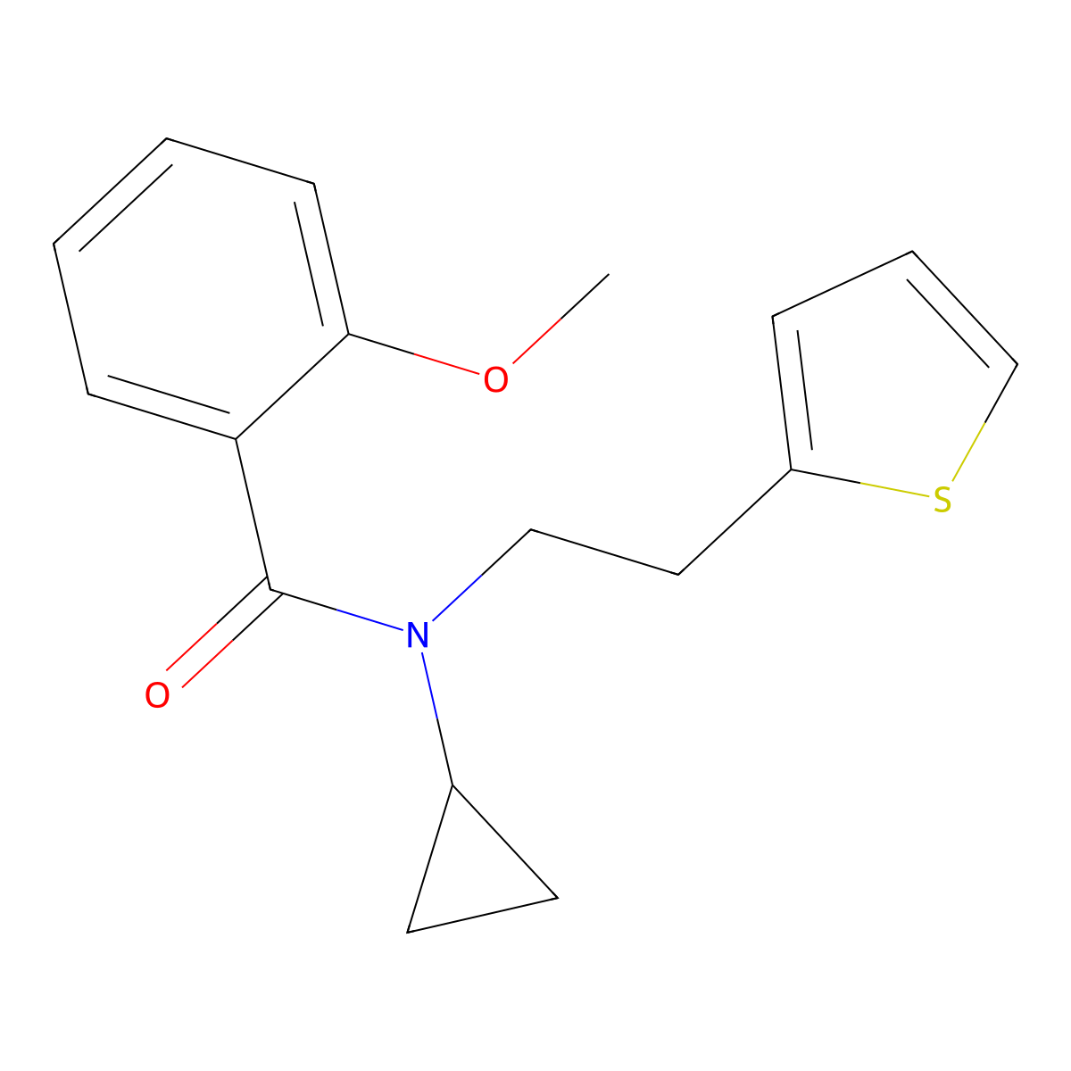 N-cyclopropyl-2-methoxy-N-(2-(thiophen-2-yl)ethyl)benzamide molecular structure, CAS 1396793-20-6