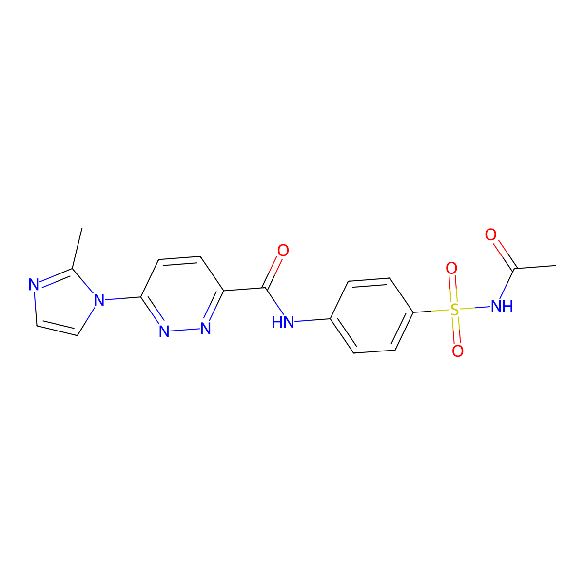 N-(4-(N-acetylsulfamoyl)phenyl)-6-(2-methyl-1H-imidazol-1-yl)pyridazine-3-carboxamide molecular structure, CAS 1396793-27-3