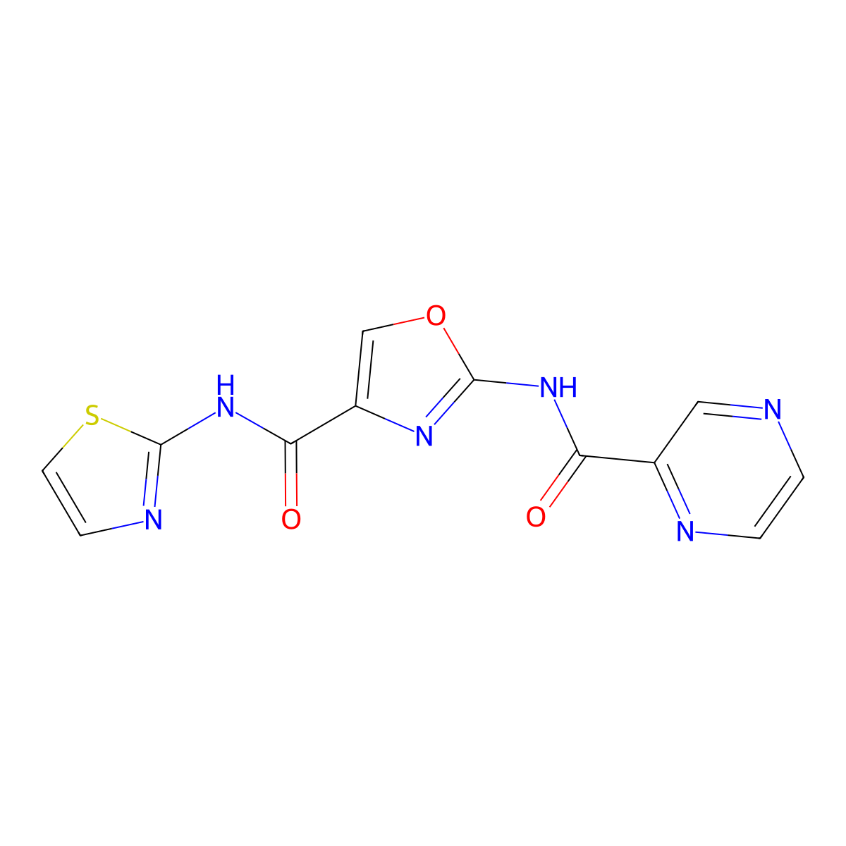 2-(pyrazine-2-carboxamido)-N-(thiazol-2-yl)oxazole-4-carboxamide molecular structure, CAS 1396793-42-2