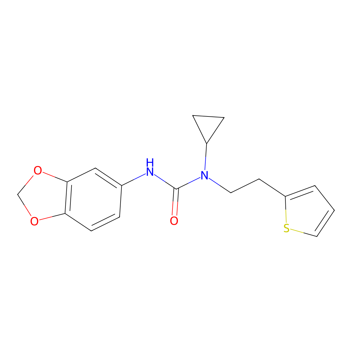 3-(Benzo[d][1,3]dioxol-5-yl)-1-cyclopropyl-1-(2-(thiophen-2-yl)ethyl)urea molecular structure, CAS 1396793-48-8
