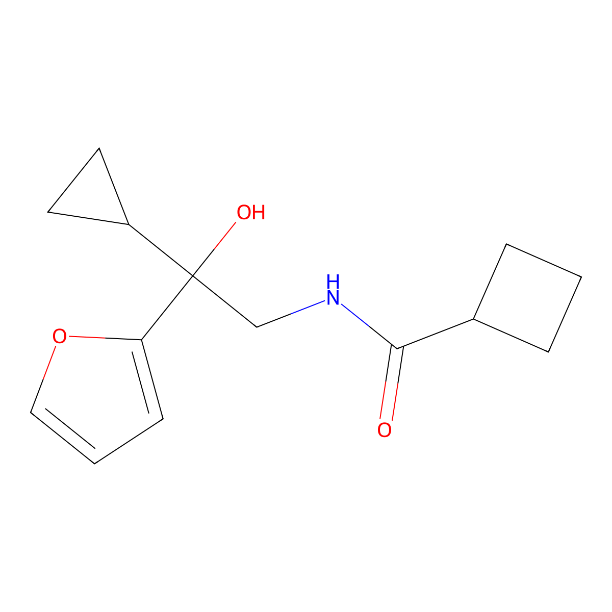 N-[2-cyclopropyl-2-(furan-2-yl)-2-hydroxyethyl]cyclobutanecarboxamide molecular structure, CAS 1396793-54-6
