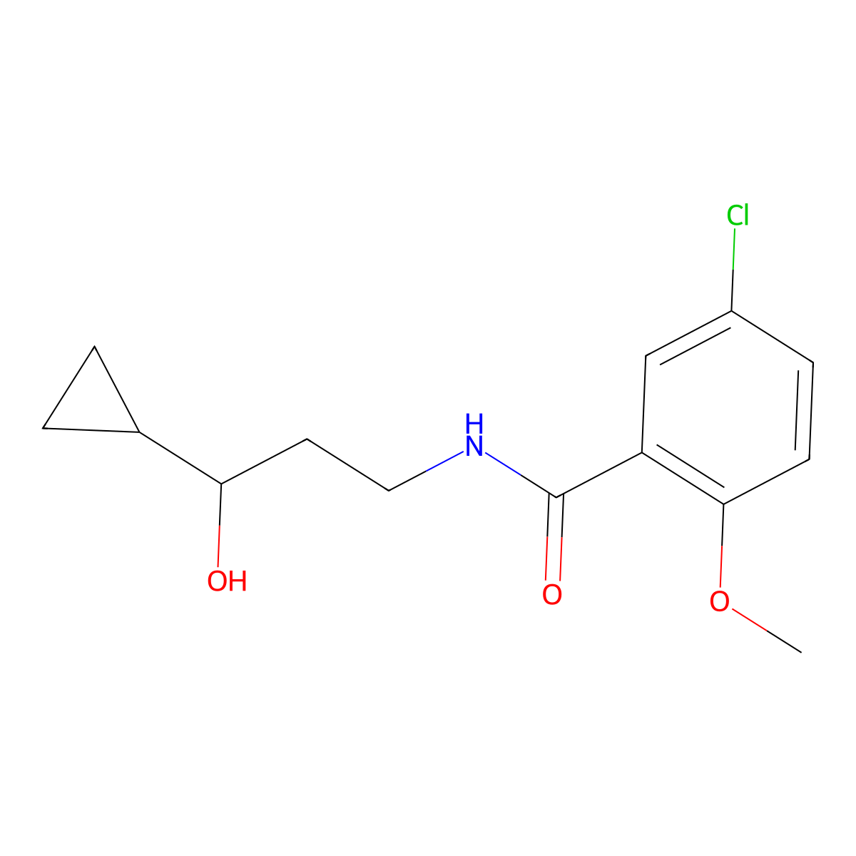 5-chloro-N-(3-cyclopropyl-3-hydroxypropyl)-2-methoxybenzamide molecular structure, CAS 1396793-55-7