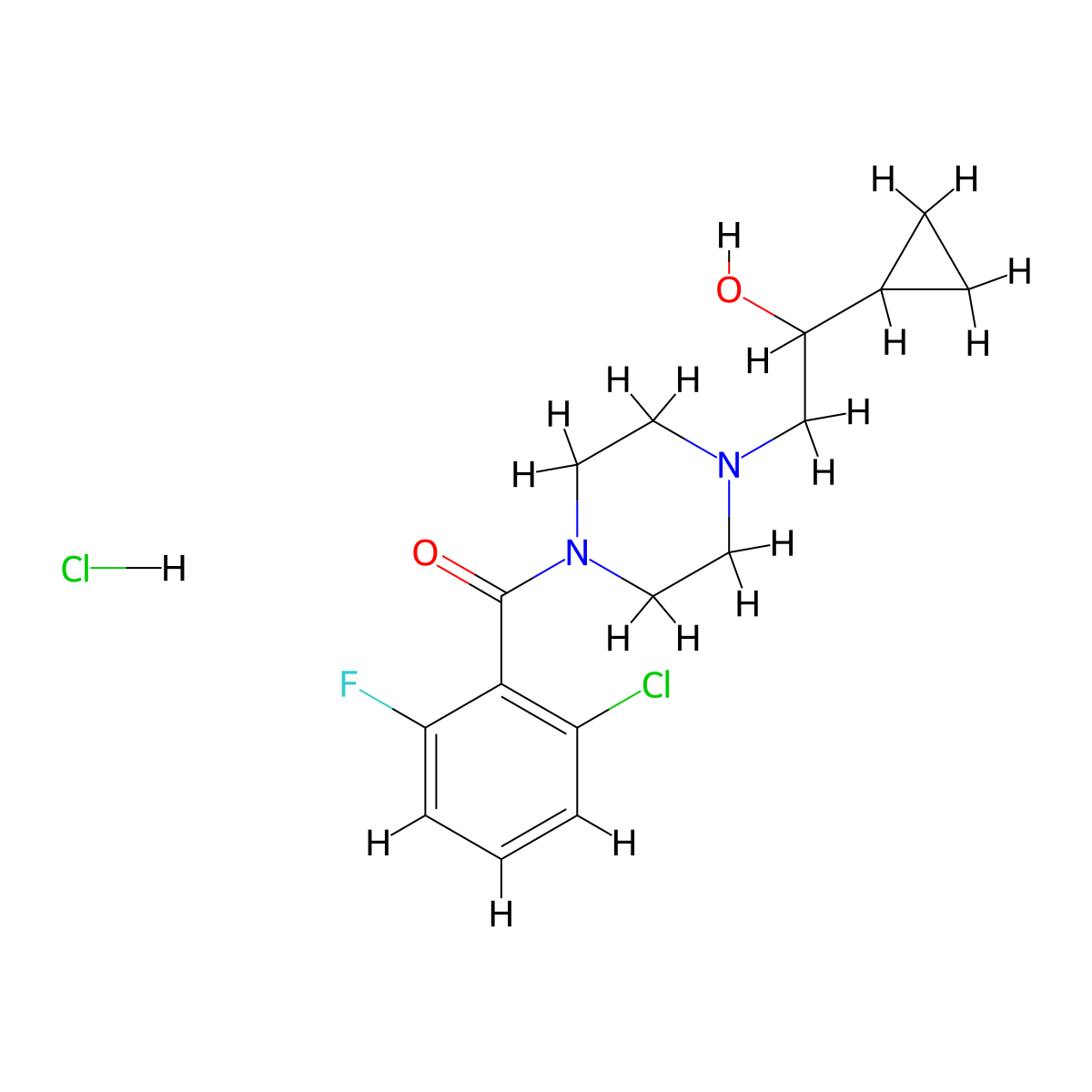 (2-Chloro-6-fluorophenyl)(4-(2-cyclopropyl-2-hydroxyethyl)piperazin-1-yl)methanone hydrochloride molecular structure, CAS 1396793-56-8