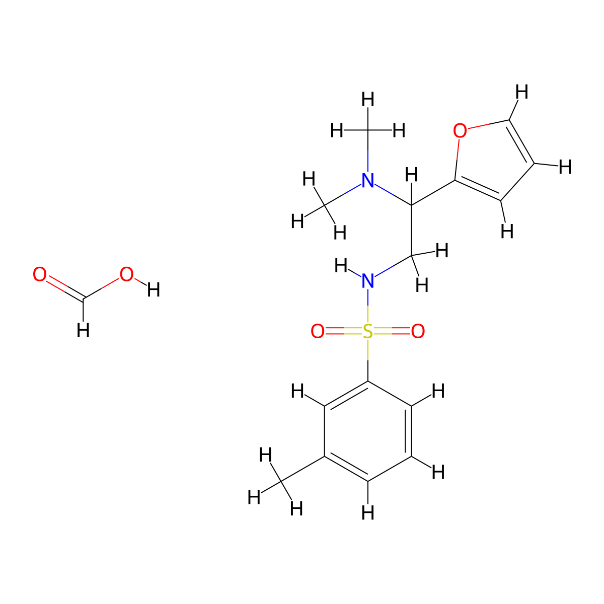 N-(2-(dimethylamino)-2-(furan-2-yl)ethyl)-3-methylbenzenesulfonamide formate molecular structure, CAS 1396793-58-0