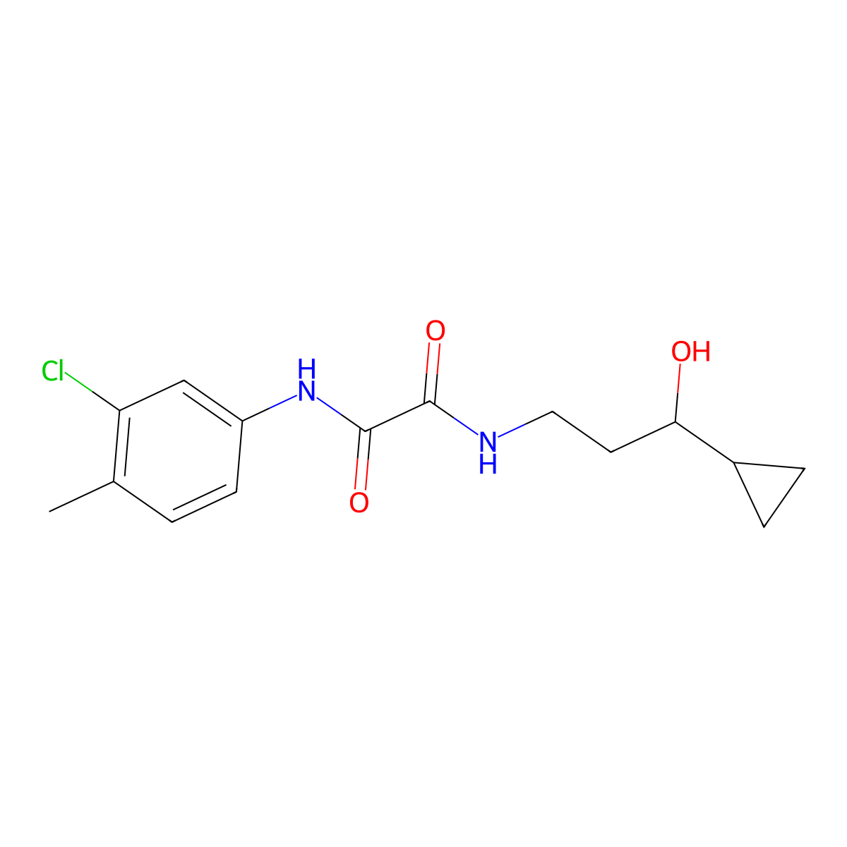 N1-(3-chloro-4-methylphenyl)-N2-(3-cyclopropyl-3-hydroxypropyl)oxalamide molecular structure, CAS 1396793-62-6