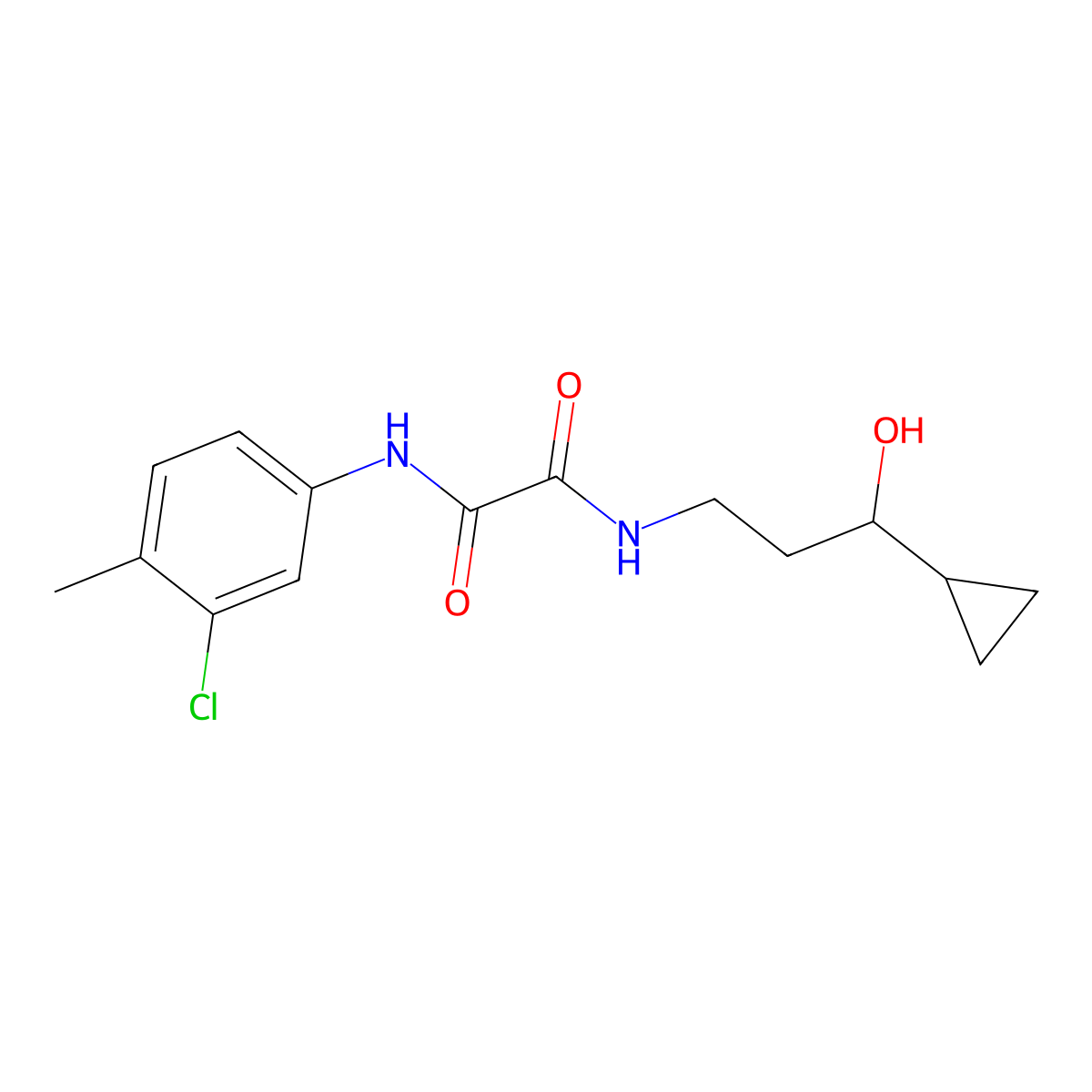 N1-(3-chloro-4-methylphenyl)-N2-(3-cyclopropyl-3-hydroxypropyl)oxalamide molecular structure, CAS 1396793-62-6