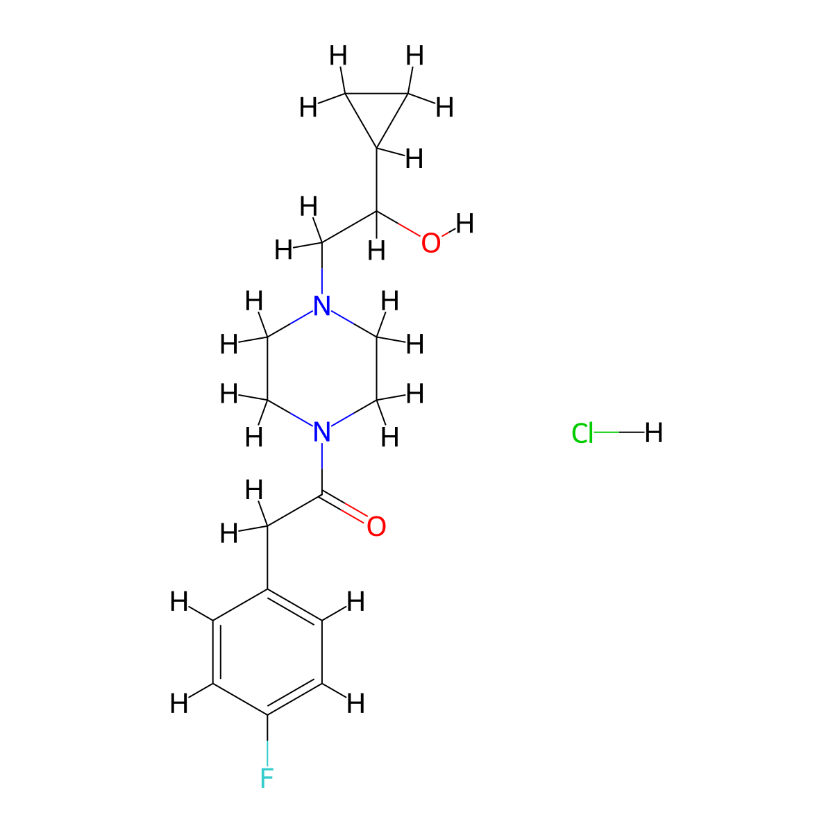 1-(4-(2-Cyclopropyl-2-hydroxyethyl)piperazin-1-yl)-2-(4-fluorophenyl)ethanone hydrochloride molecular structure, CAS 1396793-64-8