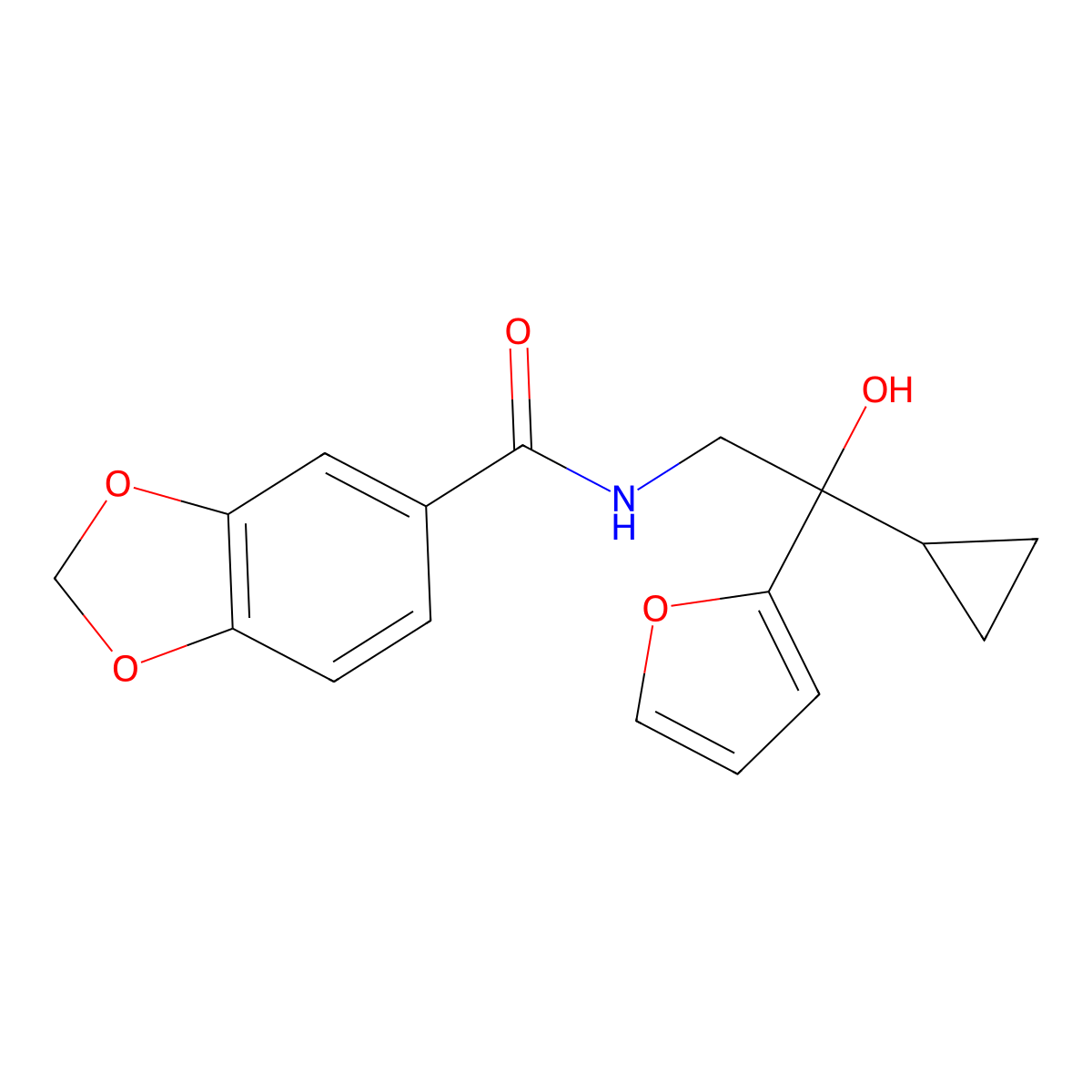 N-(2-cyclopropyl-2-(furan-2-yl)-2-hydroxyethyl)benzo[d][1,3]dioxole-5-carboxamide molecular structure, CAS 1396793-66-0
