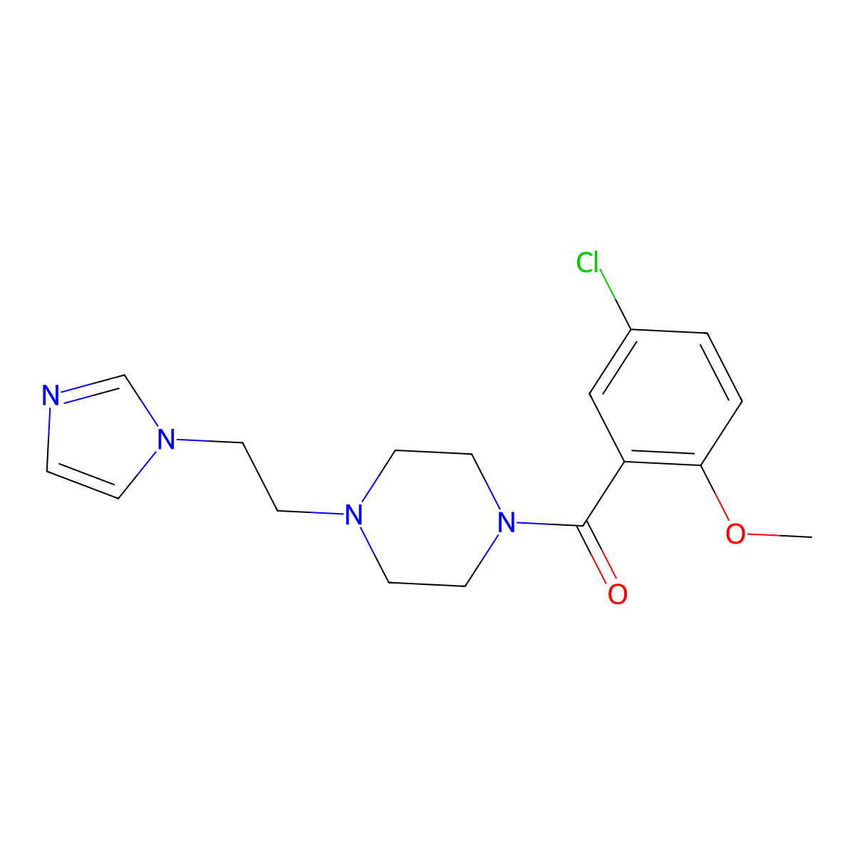 (4-(2-(1H-imidazol-1-yl)ethyl)piperazin-1-yl)(5-chloro-2-methoxyphenyl)methanone molecular structure, CAS 1396793-67-1