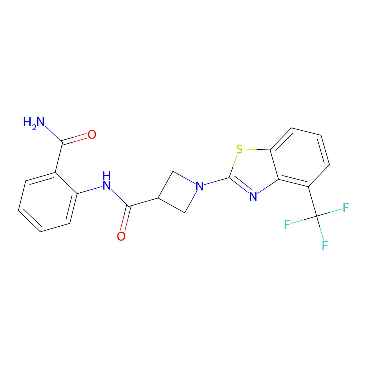 N-(2-carbamoylphenyl)-1-(4-(trifluoromethyl)benzo[d]thiazol-2-yl)azetidine-3-carboxamide molecular structure, CAS 1396793-70-6