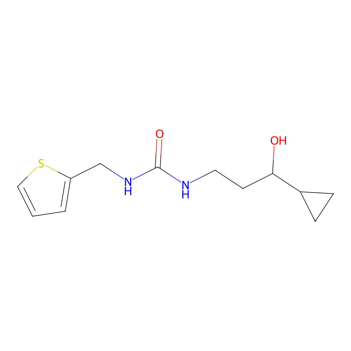 1-(3-Cyclopropyl-3-hydroxypropyl)-3-(thiophen-2-ylmethyl)urea molecular structure, CAS 1396793-73-9
