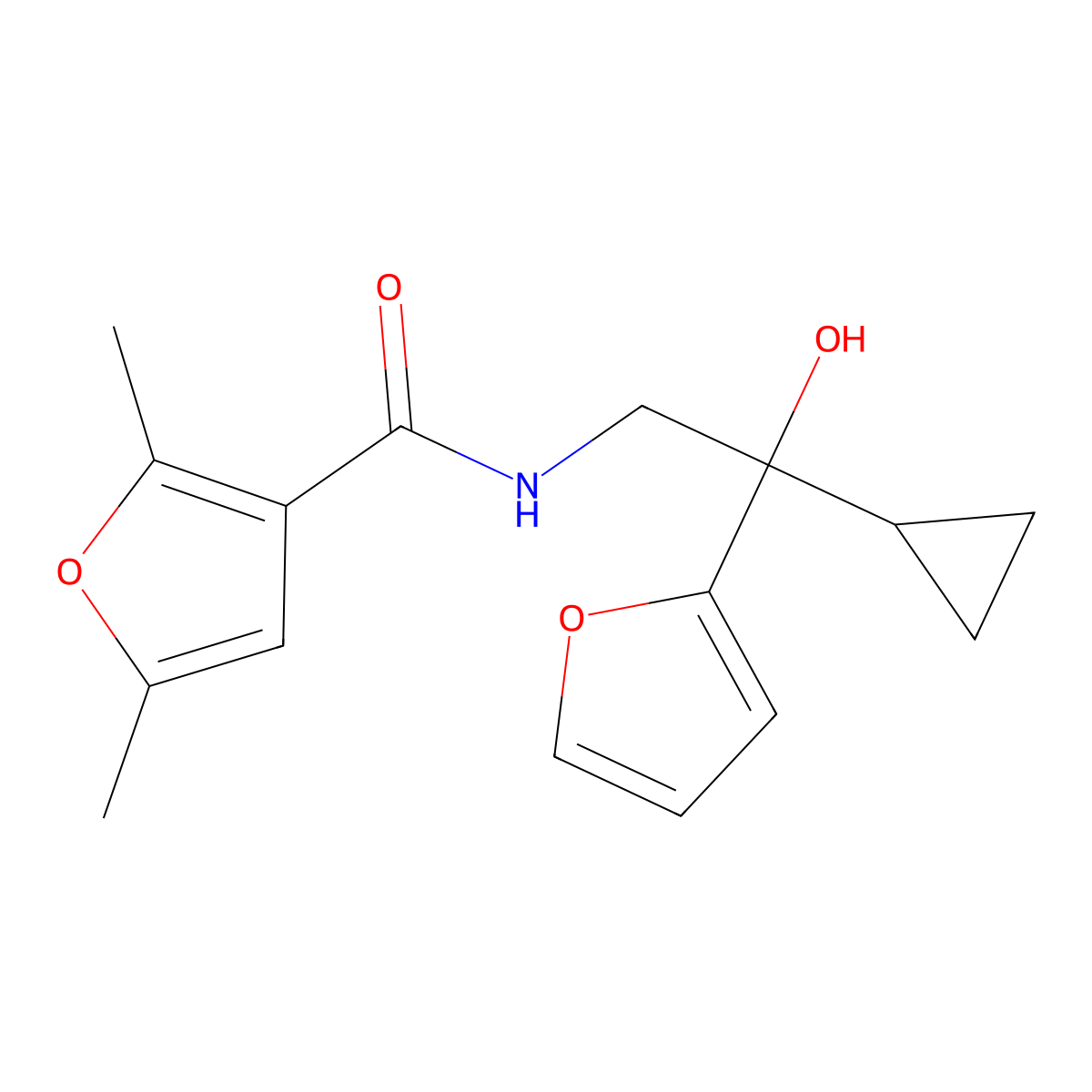 N-[2-Cyclopropyl-2-(furan-2-yl)-2-hydroxyethyl]-2,5-dimethylfuran-3-carboxamide molecular structure, CAS 1396793-74-0