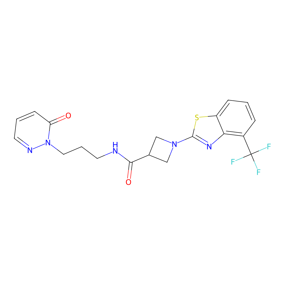 N-(3-(6-oxopyridazin-1(6H)-yl)propyl)-1-(4-(trifluoromethyl)benzo[d]thiazol-2-yl)azetidine-3-carboxamide molecular structure, CAS 1396793-77-3
