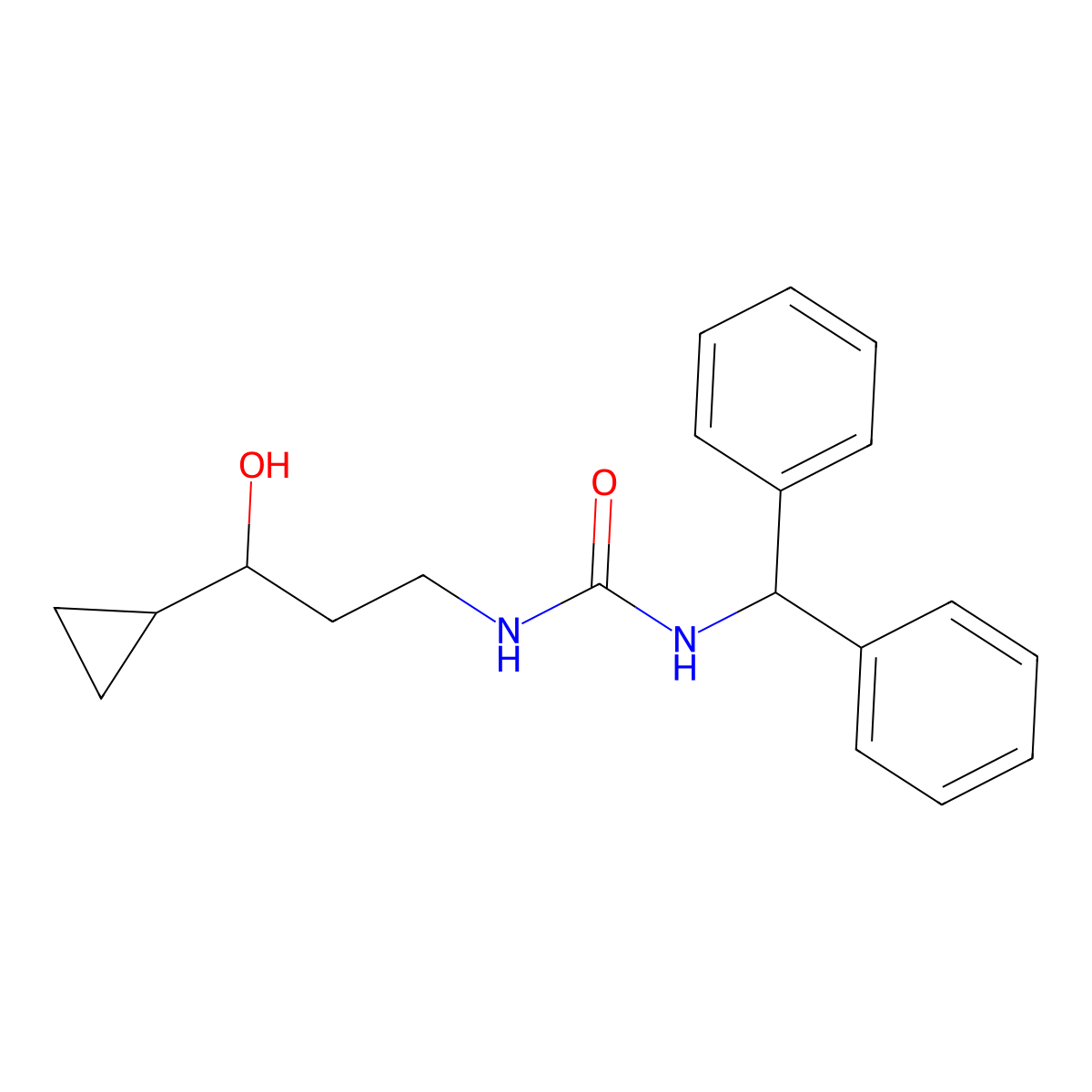 1-Benzhydryl-3-(3-cyclopropyl-3-hydroxypropyl)urea molecular structure, CAS 1396793-78-4