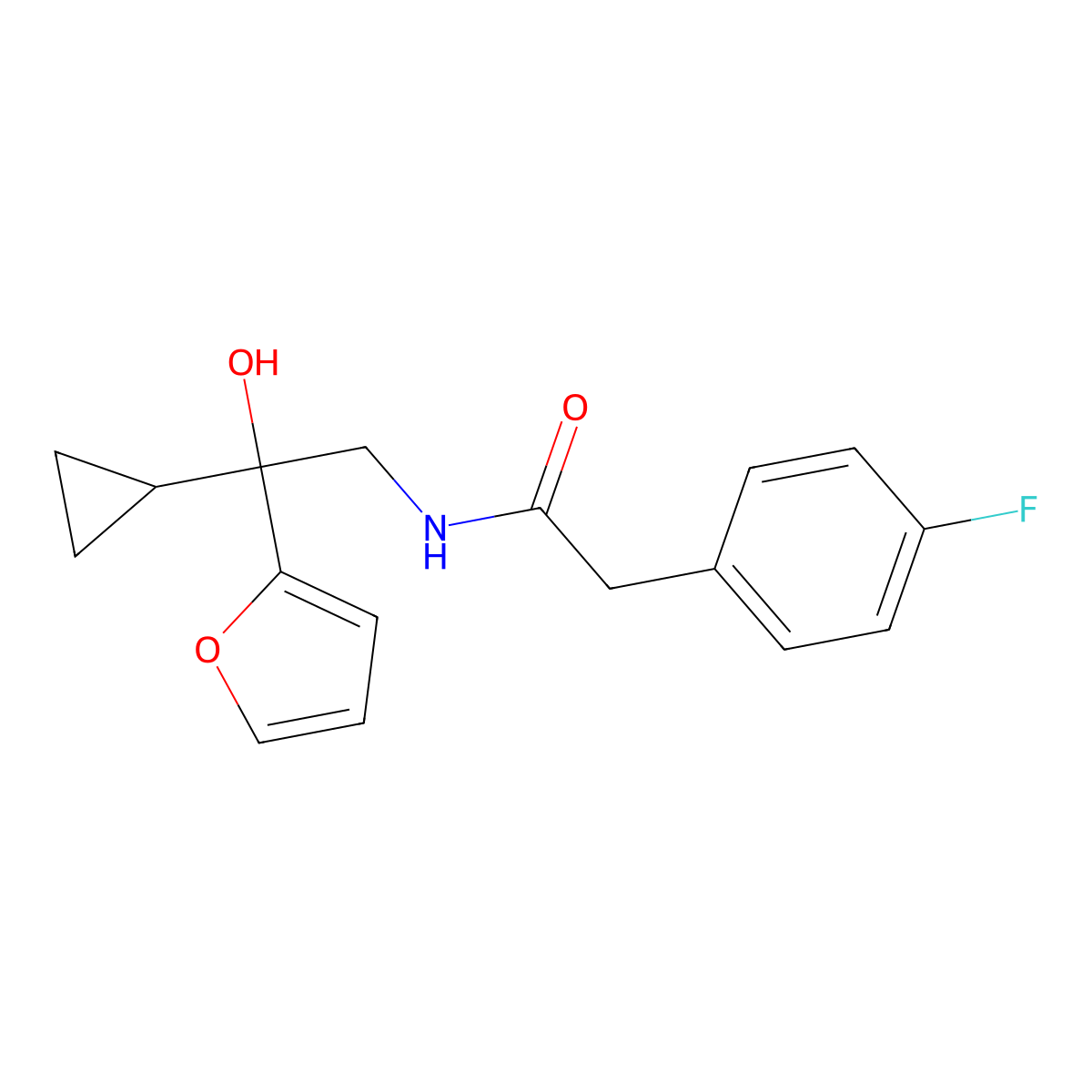 N-[2-cyclopropyl-2-(furan-2-yl)-2-hydroxyethyl]-2-(4-fluorophenyl)acetamide molecular structure, CAS 1396793-82-0