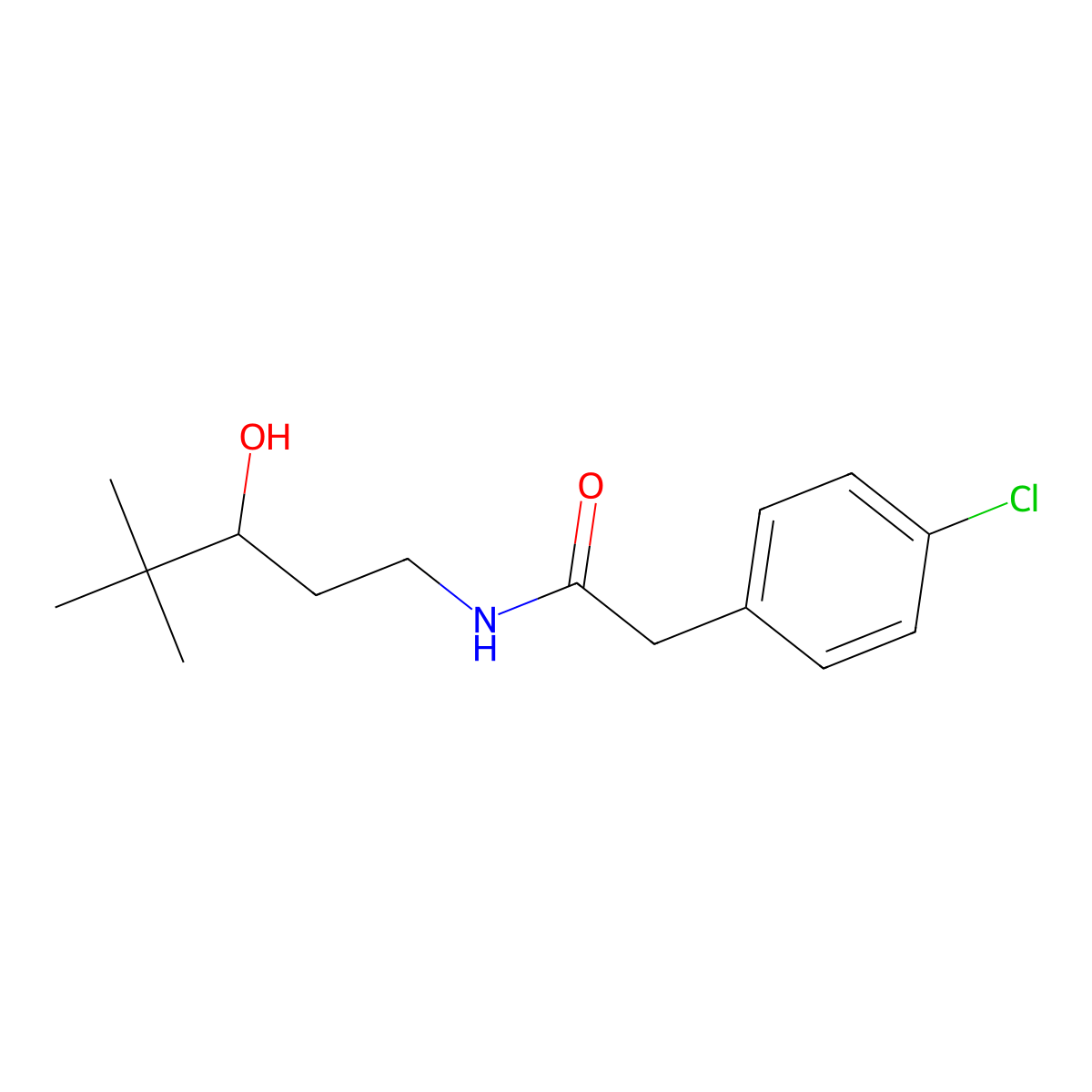 2-(4-chlorophenyl)-N-(3-hydroxy-4,4-dimethylpentyl)acetamide molecular structure, CAS 1396793-88-6
