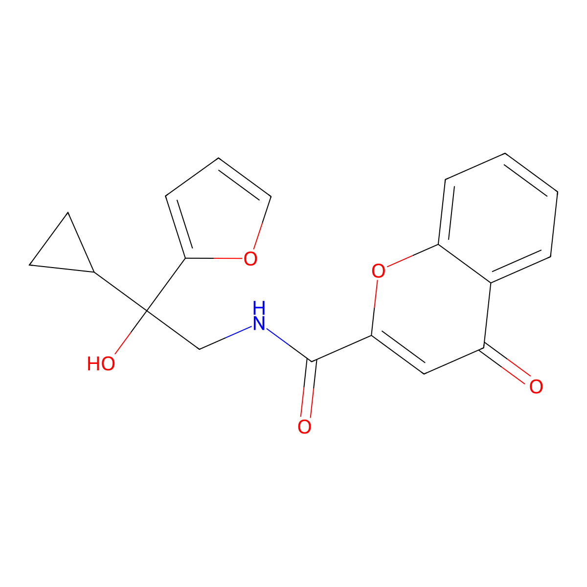 N-(2-cyclopropyl-2-(furan-2-yl)-2-hydroxyethyl)-4-oxo-4H-chromene-2-carboxamide molecular structure, CAS 1396793-92-2