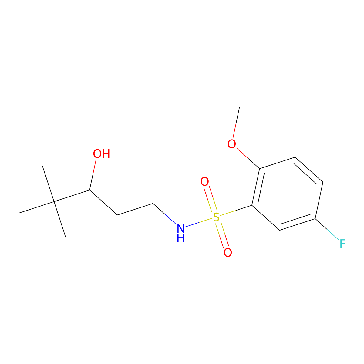 5-fluoro-N-(3-hydroxy-4,4-dimethylpentyl)-2-methoxybenzenesulfonamide molecular structure, CAS 1396793-93-3