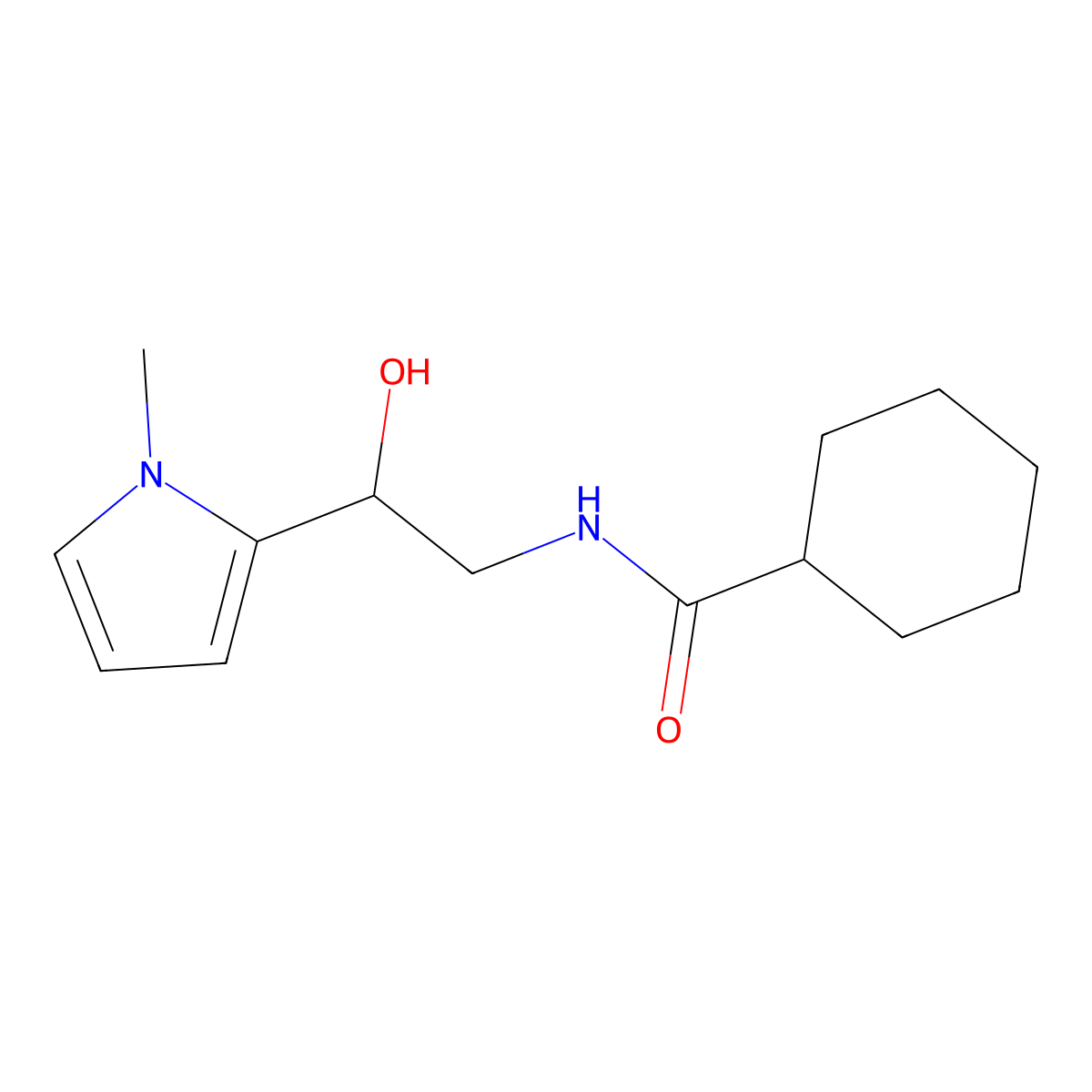 N-(2-hydroxy-2-(1-methyl-1H-pyrrol-2-yl)ethyl)cyclohexanecarboxamide molecular structure, CAS 1396793-97-7