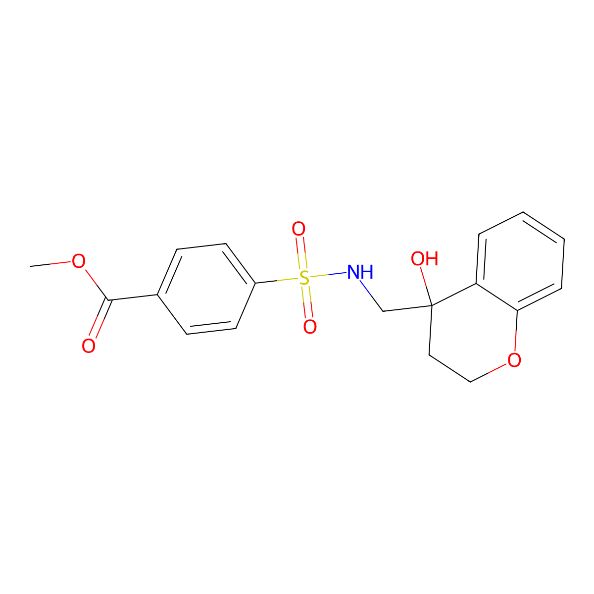 methyl 4-(N-((4-hydroxychroman-4-yl)methyl)sulfamoyl)benzoate molecular structure, CAS 1396794-05-0