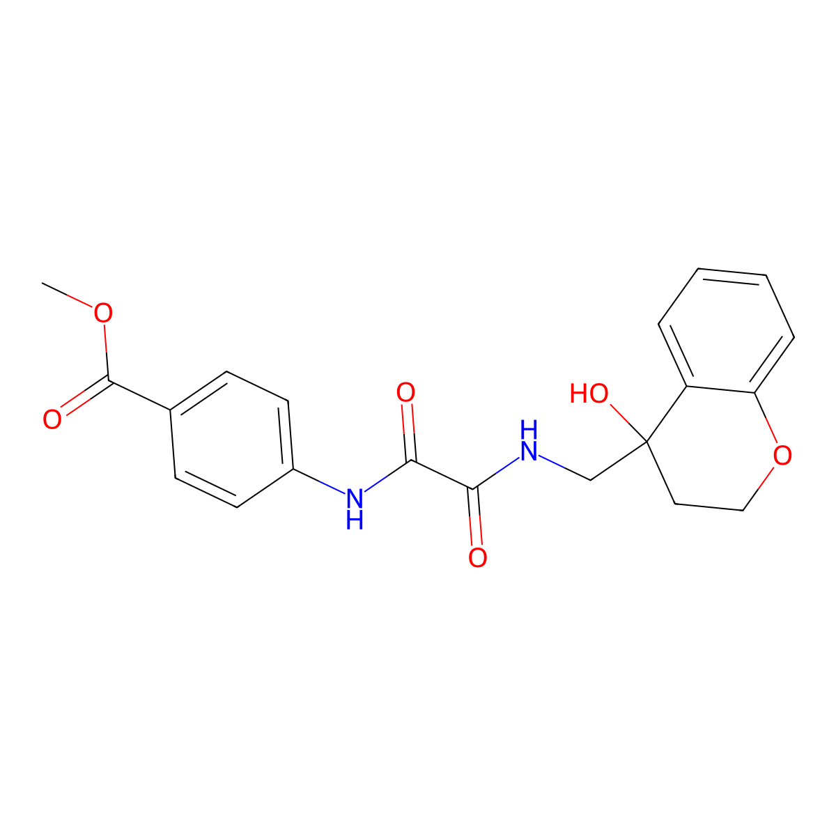 Methyl 4-(2-(((4-hydroxychroman-4-yl)methyl)amino)-2-oxoacetamido)benzoate molecular structure, CAS 1396794-07-2