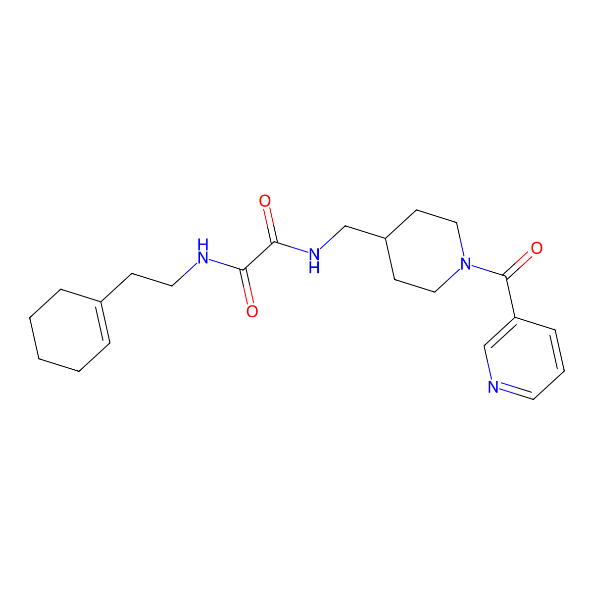 N1-(2-(cyclohex-1-en-1-yl)ethyl)-N2-((1-nicotinoylpiperidin-4-yl)methyl)oxalamide molecular structure, CAS 1396794-21-0