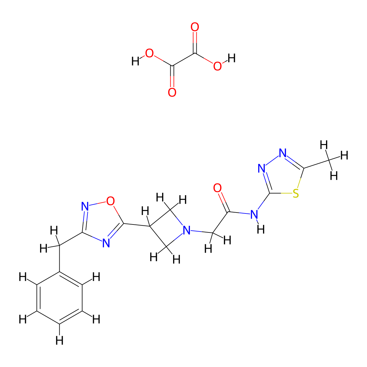 2-(3-(3-benzyl-1,2,4-oxadiazol-5-yl)azetidin-1-yl)-N-(5-methyl-1,3,4-thiadiazol-2-yl)acetamide oxalate molecular structure, CAS 1396794-26-5