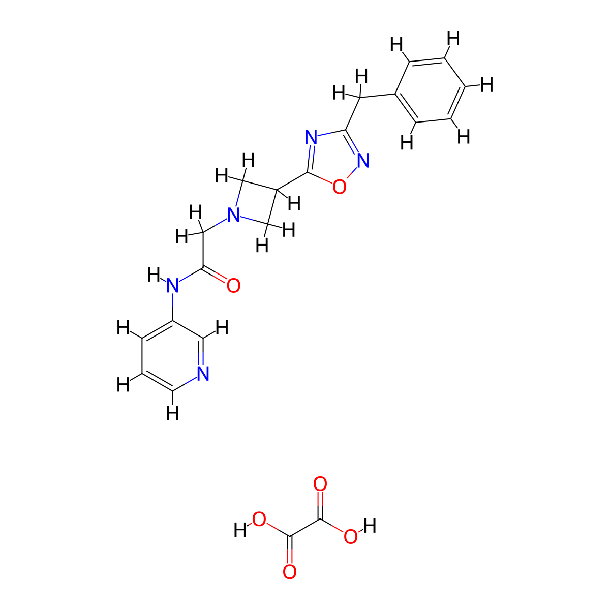 2-(3-(3-benzyl-1,2,4-oxadiazol-5-yl)azetidin-1-yl)-N-(pyridin-3-yl)acetamide oxalate molecular structure, CAS 1396794-29-8