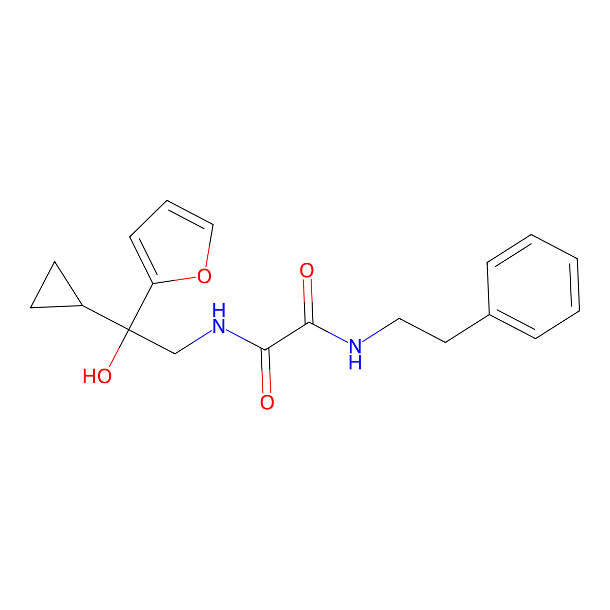 N1-(2-cyclopropyl-2-(furan-2-yl)-2-hydroxyethyl)-N2-phenethyloxalamide molecular structure, CAS 1396794-32-3