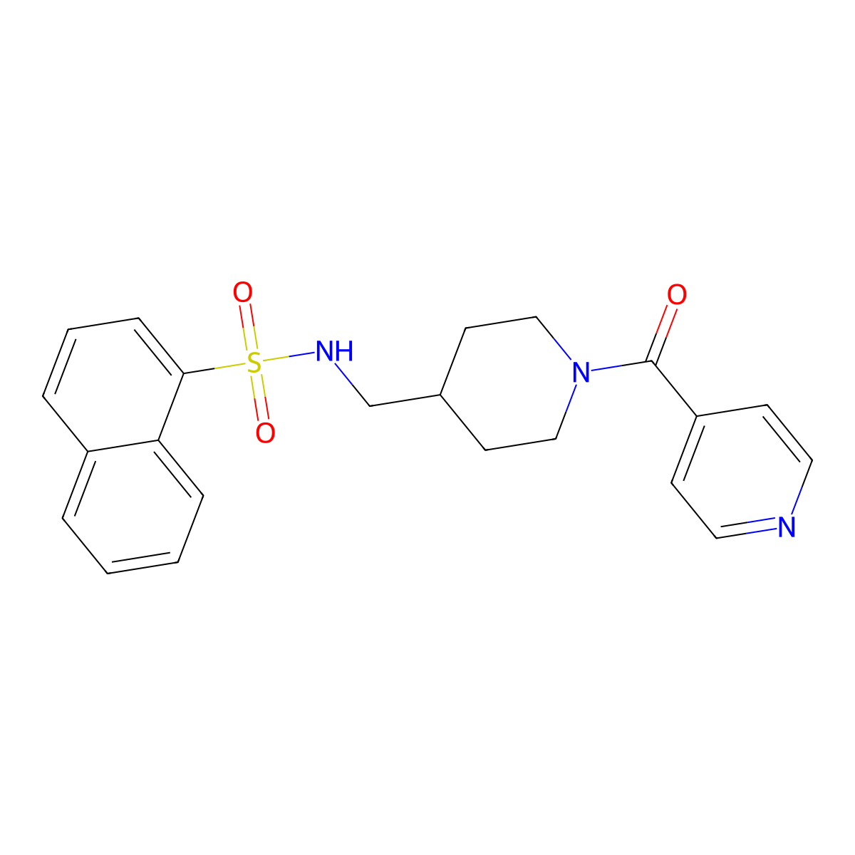 N-((1-isonicotinoylpiperidin-4-yl)methyl)naphthalene-1-sulfonamide molecular structure, CAS 1396794-43-6