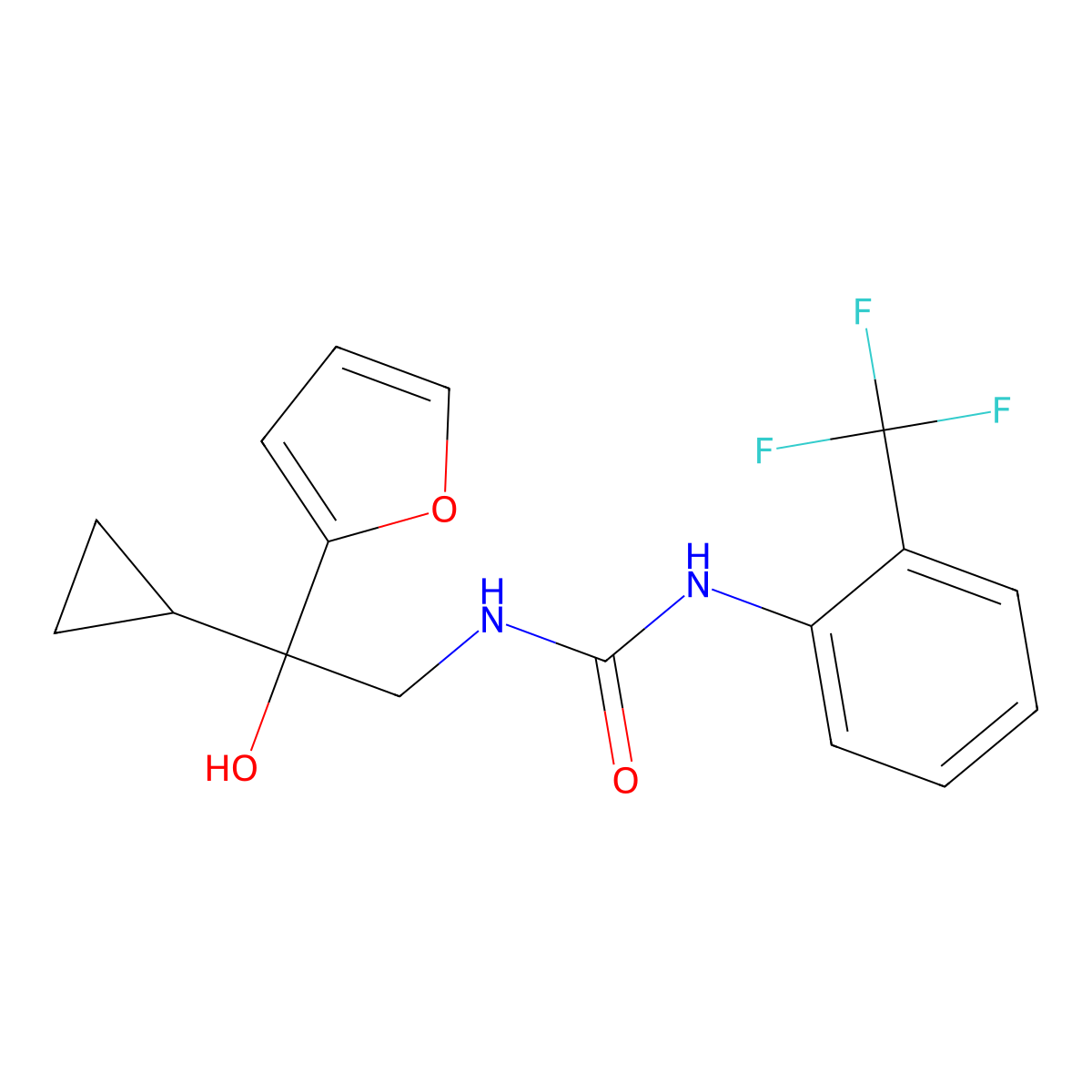 1-(2-Cyclopropyl-2-(furan-2-yl)-2-hydroxyethyl)-3-(2-(trifluoromethyl)phenyl)urea molecular structure, CAS 1396794-44-7