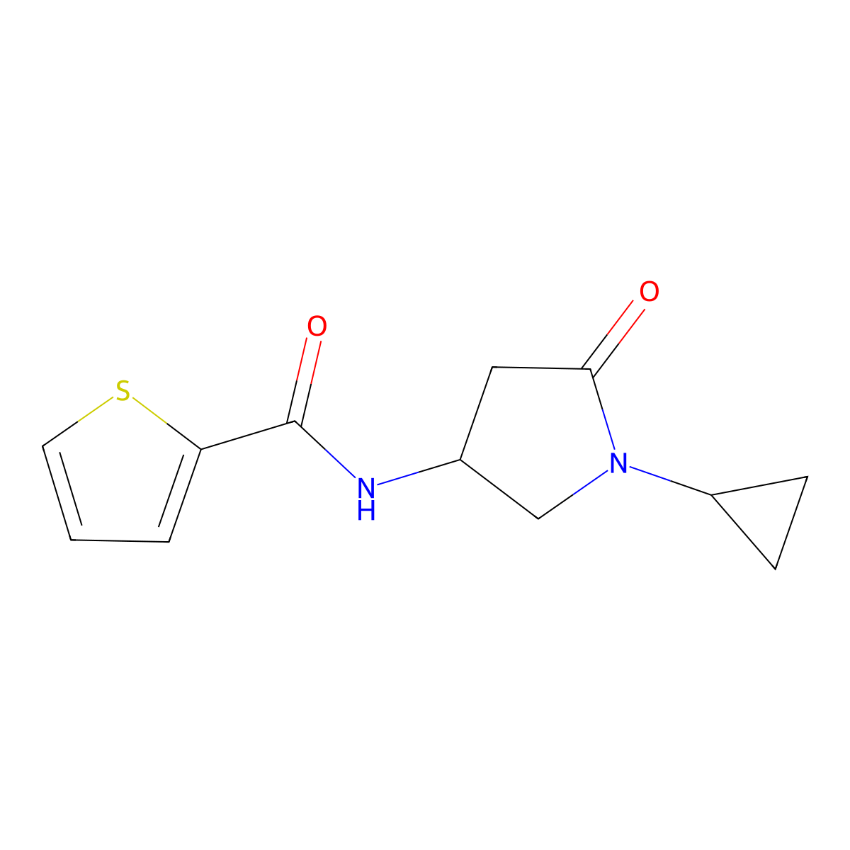 N-(1-cyclopropyl-5-oxopyrrolidin-3-yl)thiophene-2-carboxamide molecular structure, CAS 1396794-51-6