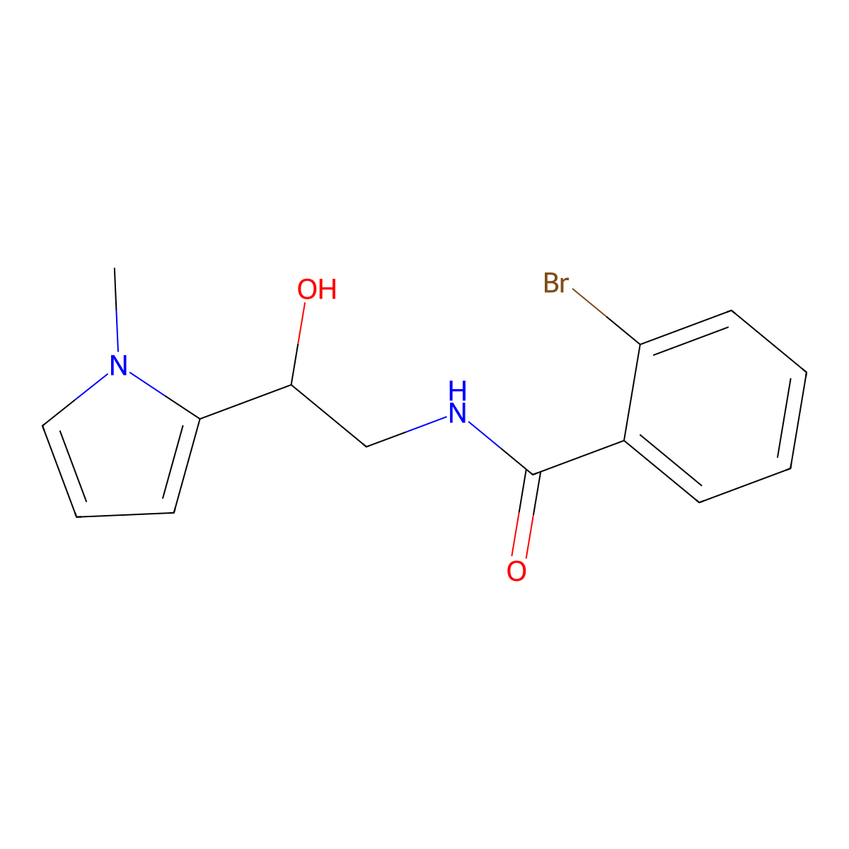 2-bromo-N-(2-hydroxy-2-(1-methyl-1H-pyrrol-2-yl)ethyl)benzamide molecular structure, CAS 1396794-52-7